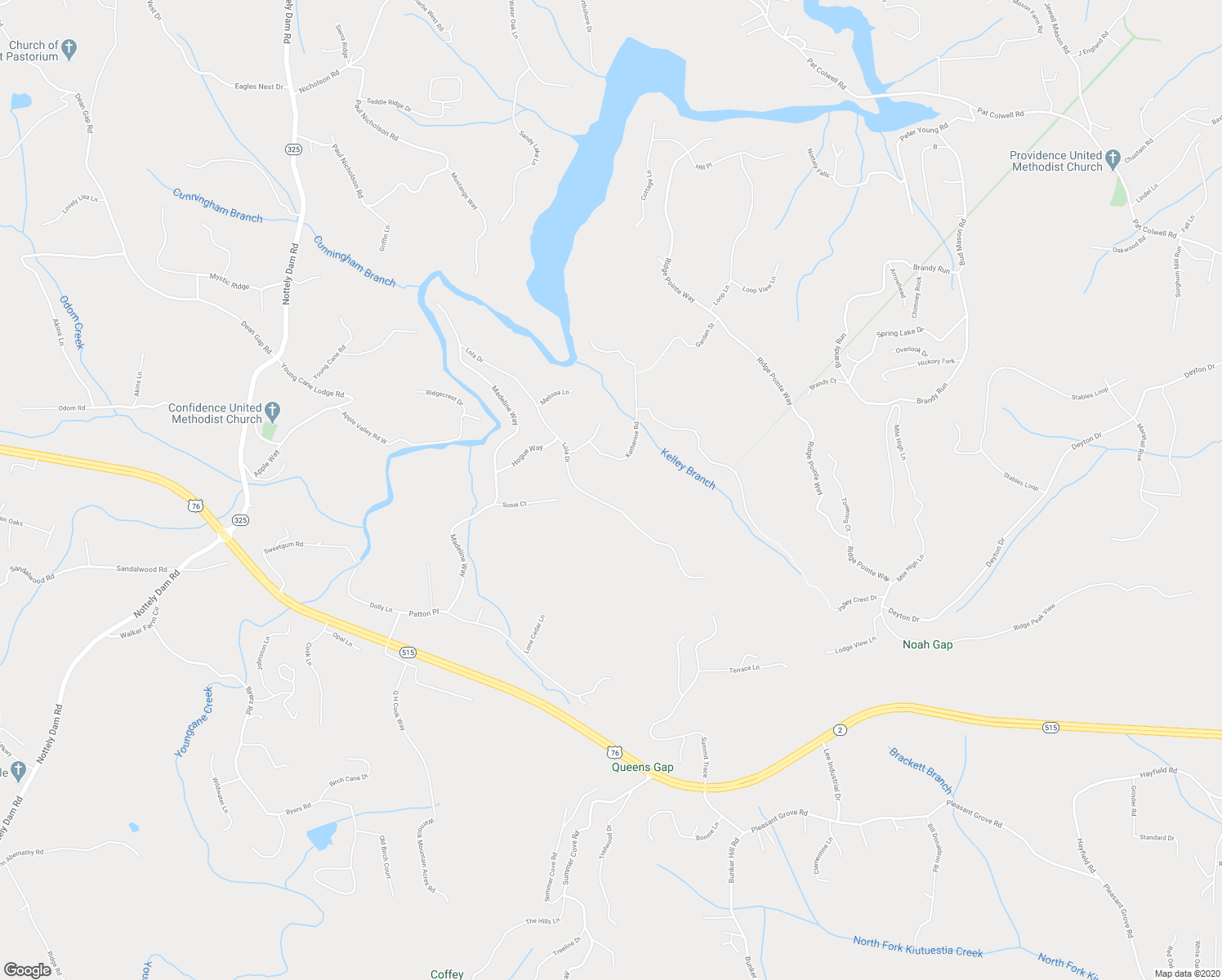 map of restaurants, bars, coffee shops, grocery stores, and more near 668 Lola Drive in Blairsville