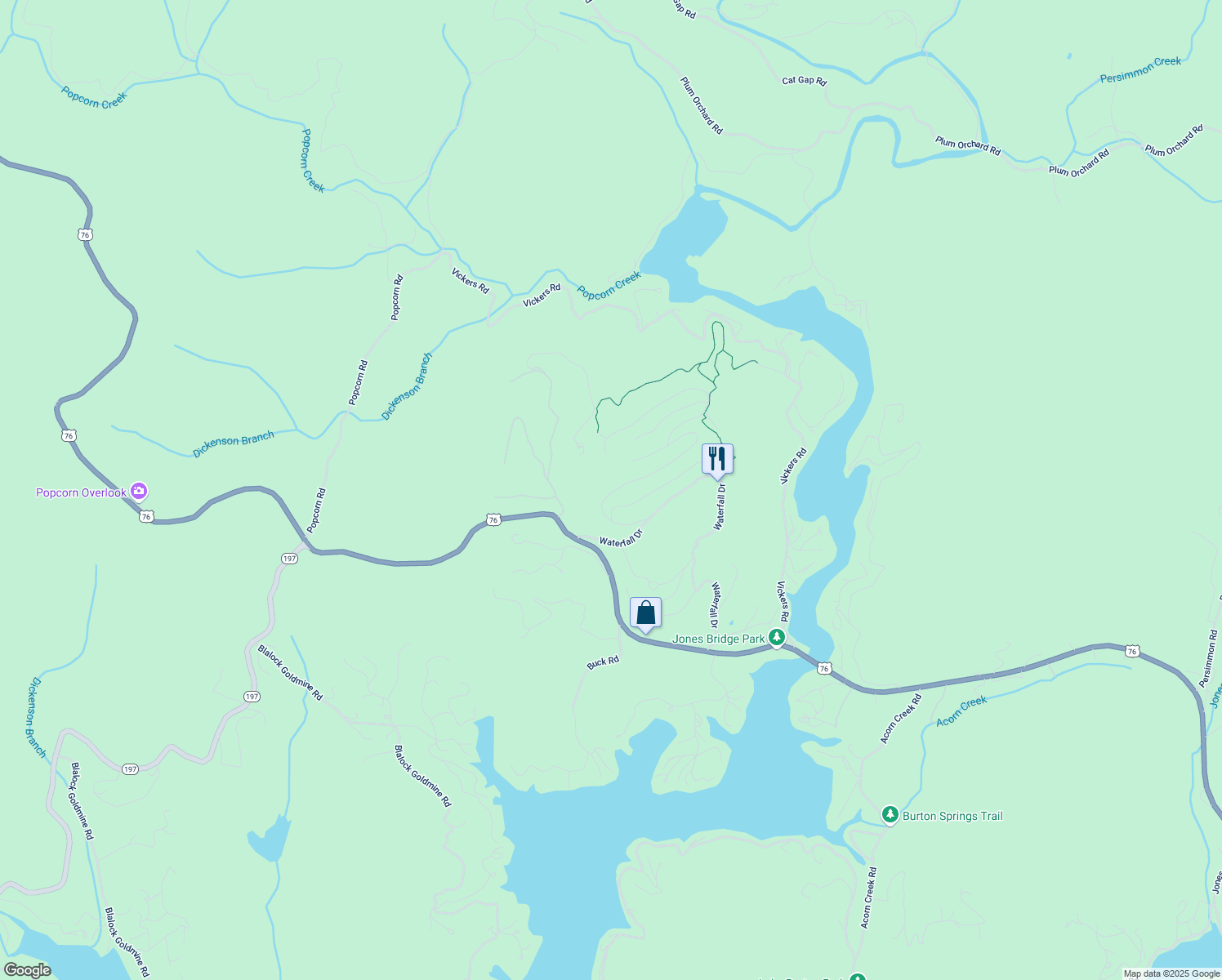 map of restaurants, bars, coffee shops, grocery stores, and more near Winterberry Trail in Clayton