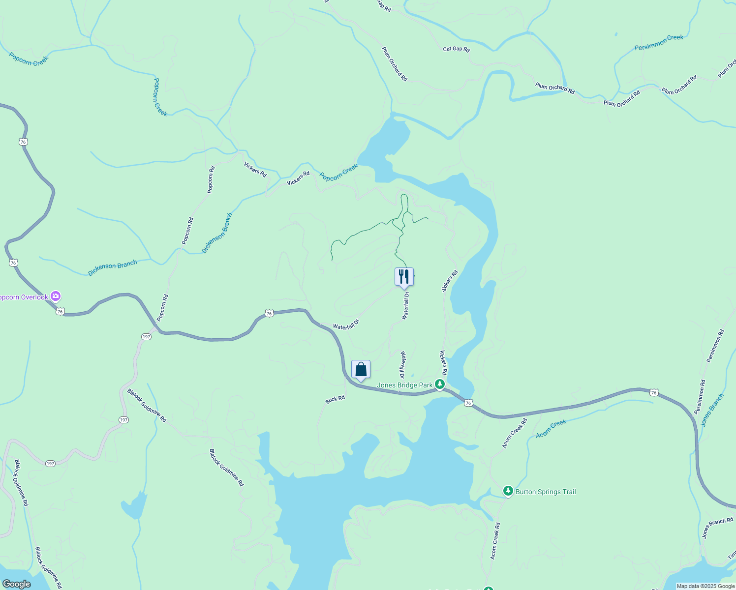 map of restaurants, bars, coffee shops, grocery stores, and more near Grey Fox Trail in Rabun County