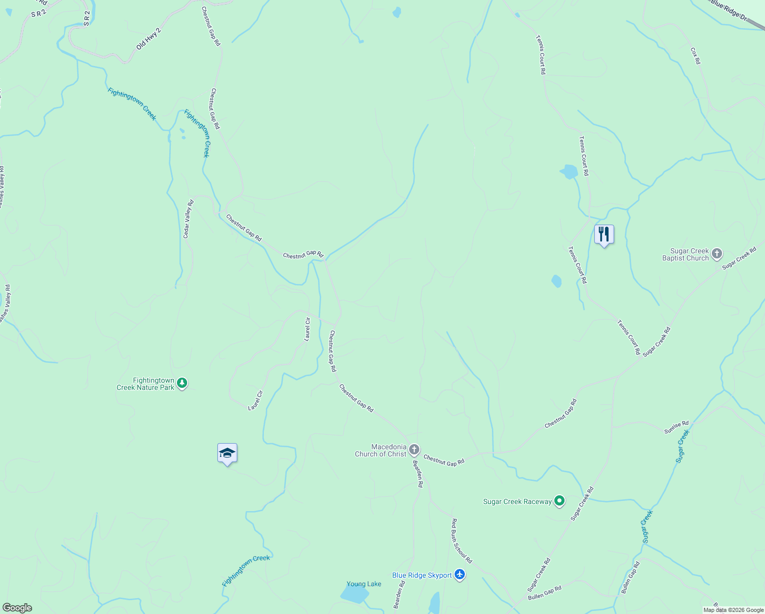 map of restaurants, bars, coffee shops, grocery stores, and more near 181 Sugar Mountain Road in Blue Ridge