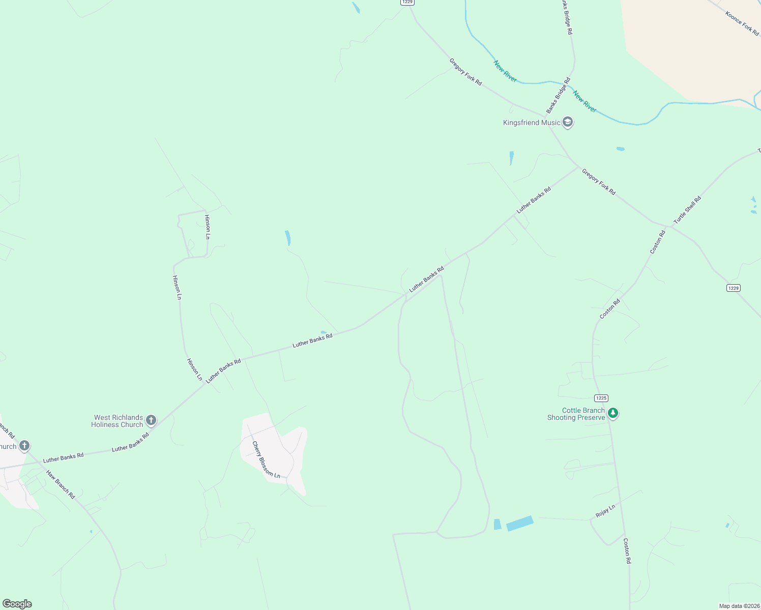 map of restaurants, bars, coffee shops, grocery stores, and more near 340 Luther Banks Road in Richlands