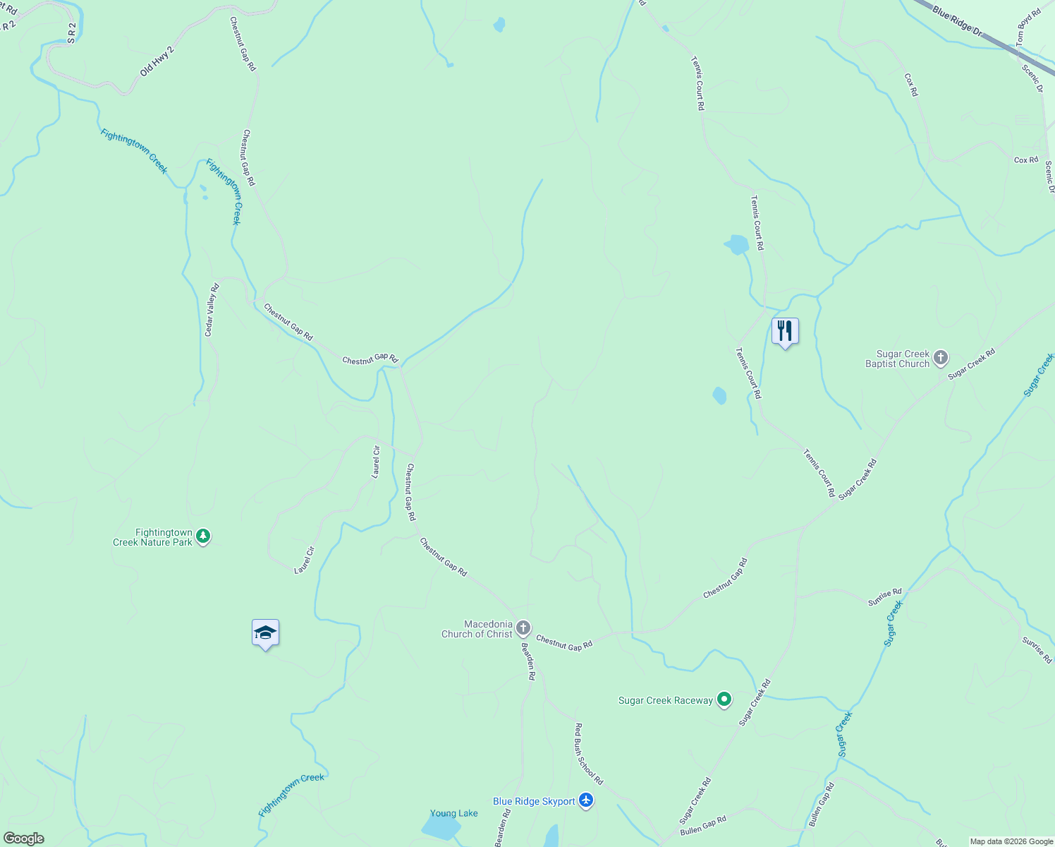 map of restaurants, bars, coffee shops, grocery stores, and more near 837 Price Road in Blue Ridge