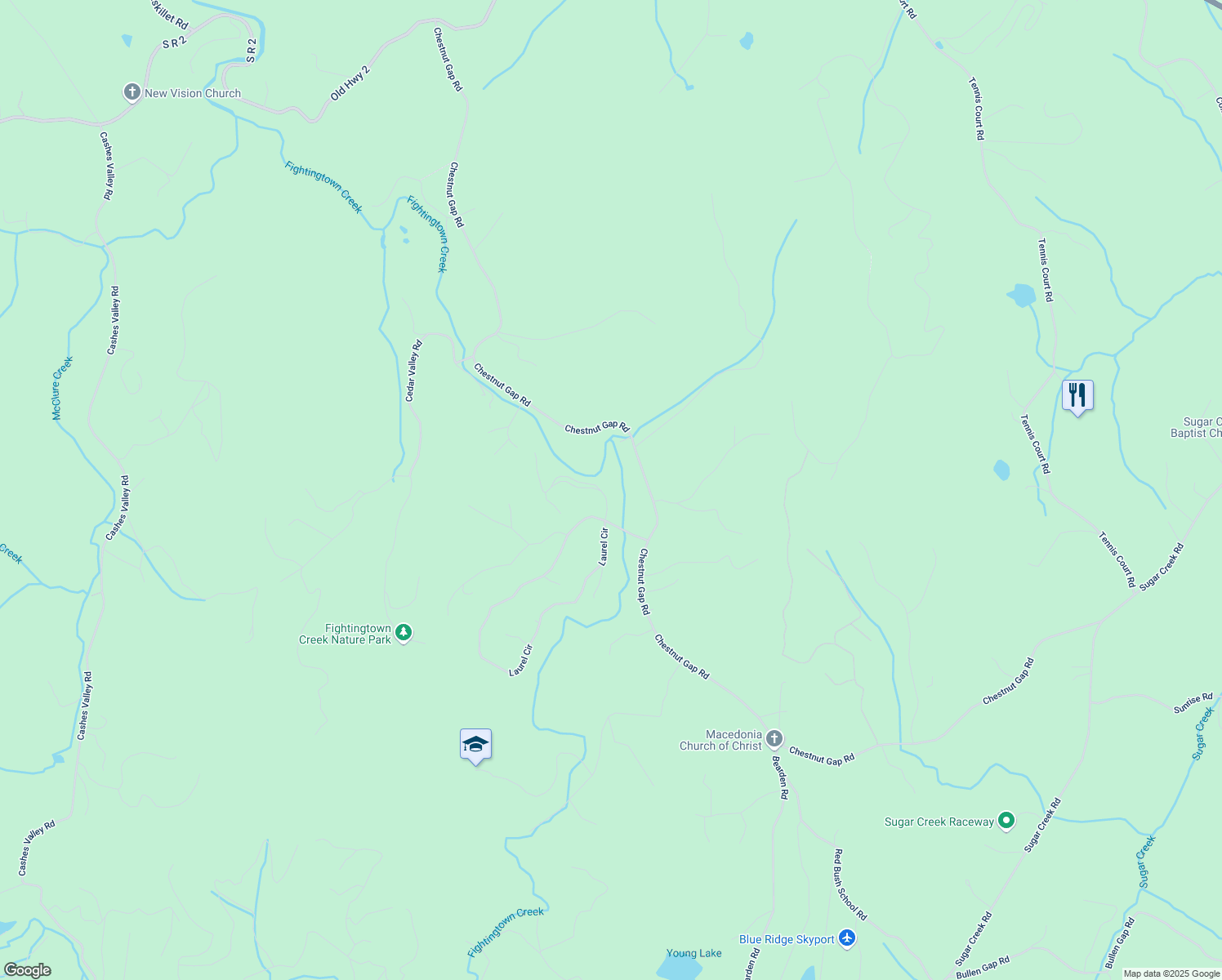 map of restaurants, bars, coffee shops, grocery stores, and more near 56 Hemlock in Blue Ridge