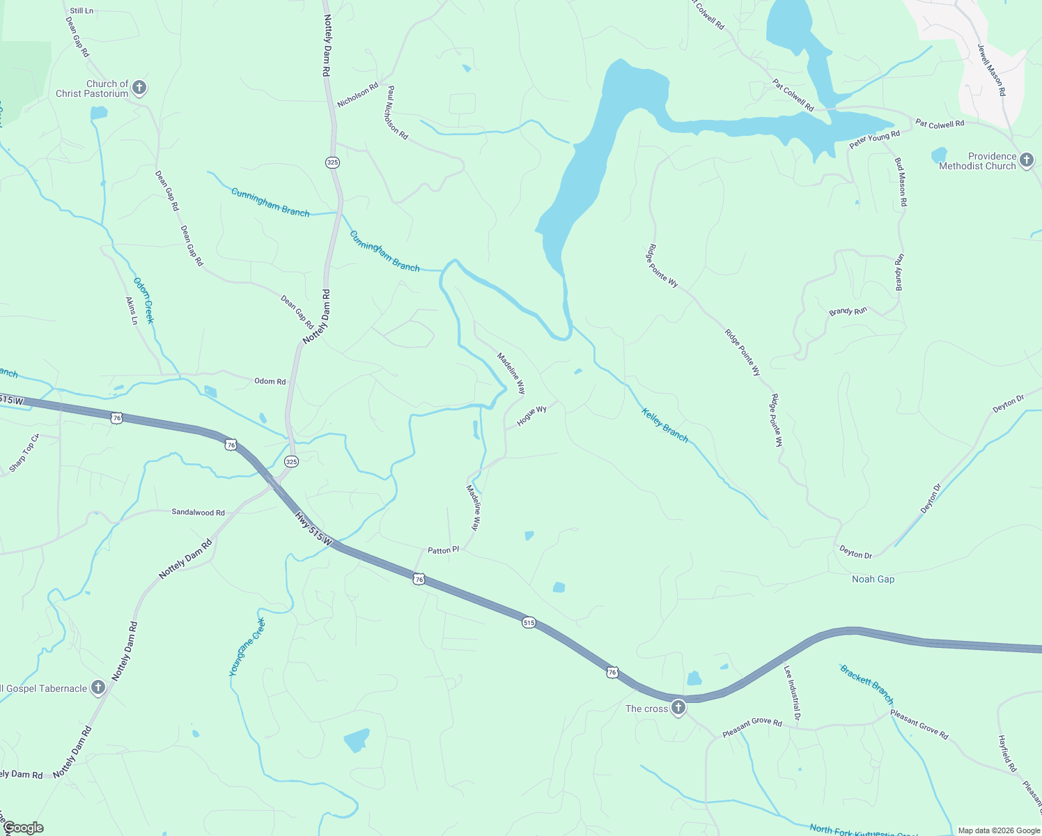 map of restaurants, bars, coffee shops, grocery stores, and more near 73 Hogue Way in Blairsville