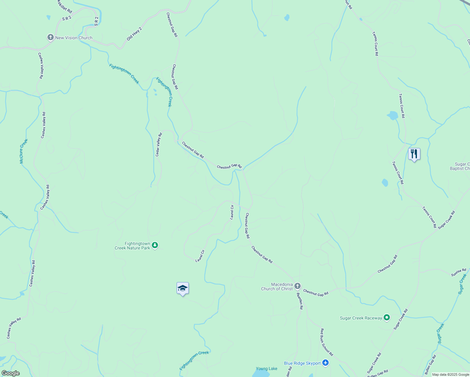 map of restaurants, bars, coffee shops, grocery stores, and more near 56 Hemlock in Blue Ridge
