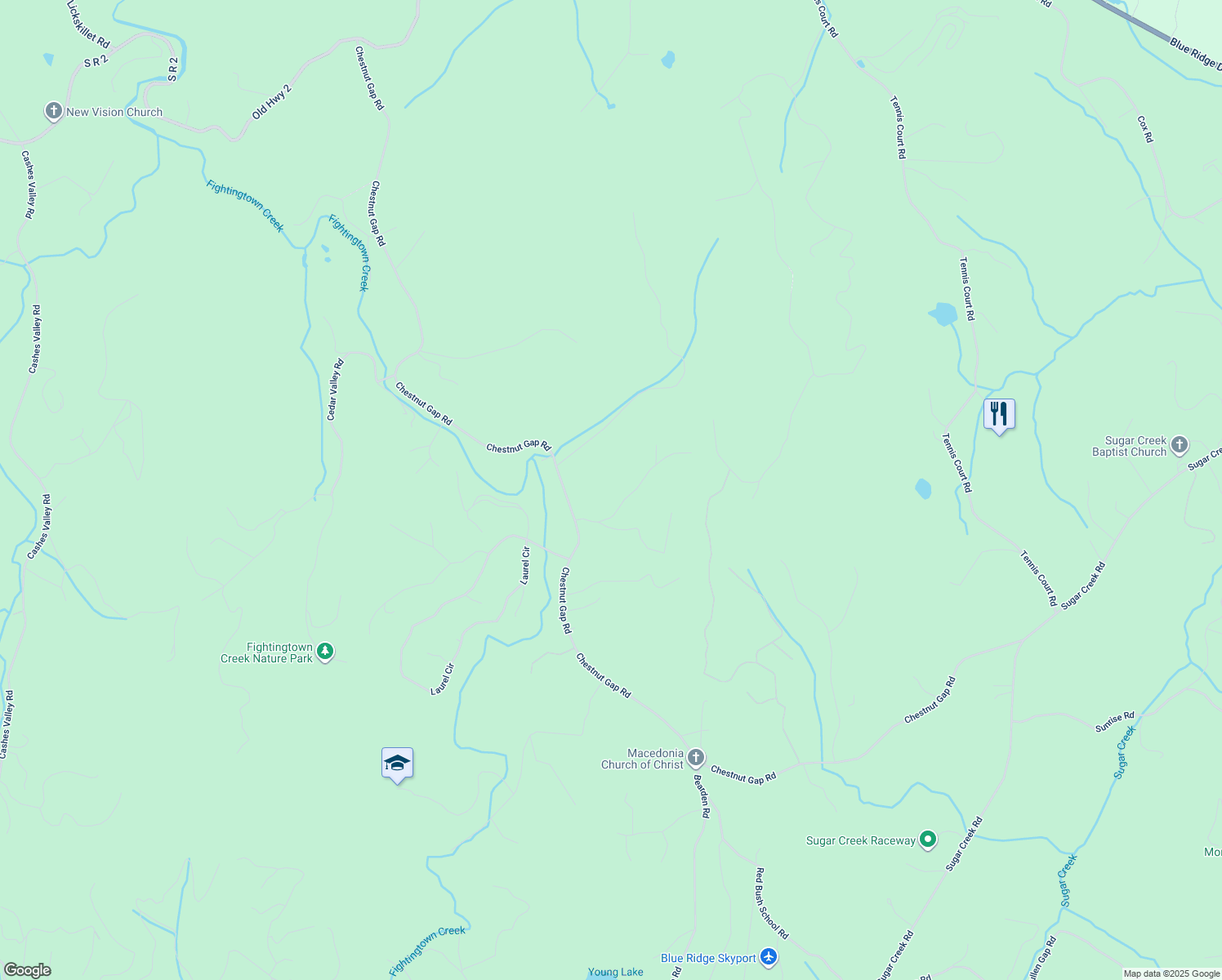 map of restaurants, bars, coffee shops, grocery stores, and more near 65 Sugar Mountain Road in Blue Ridge