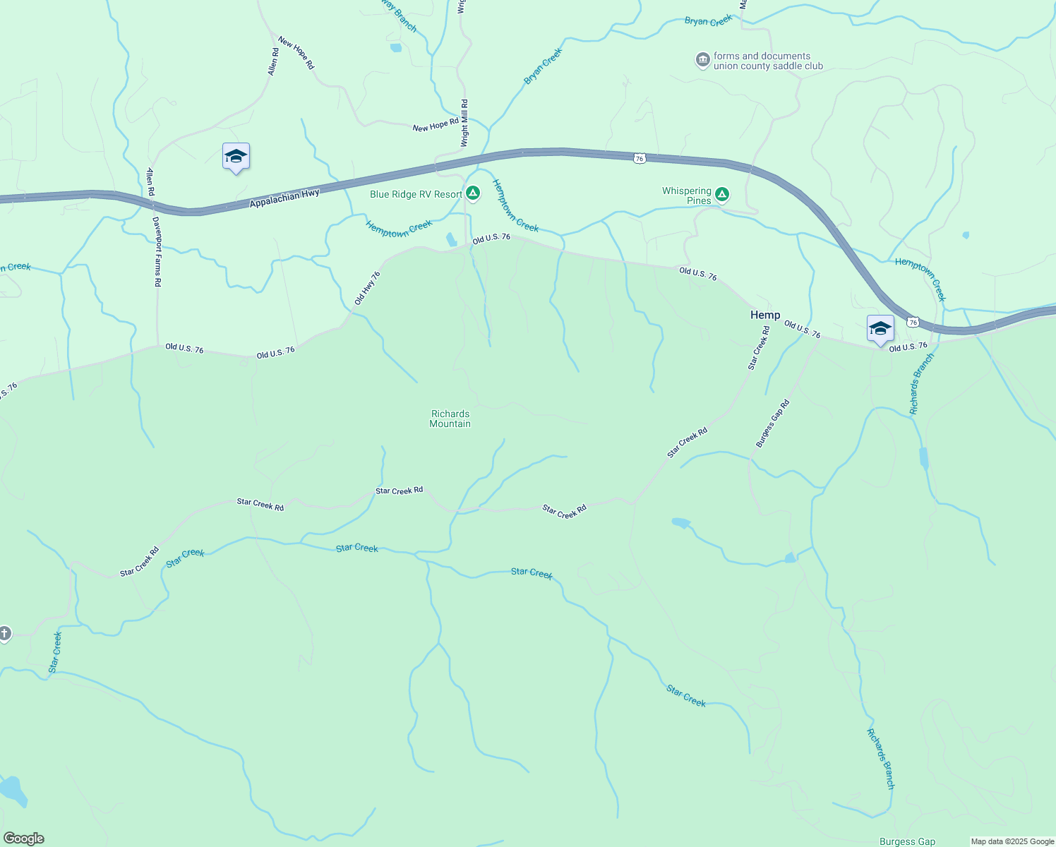 map of restaurants, bars, coffee shops, grocery stores, and more near 192 Oak Ridge Way in Morganton