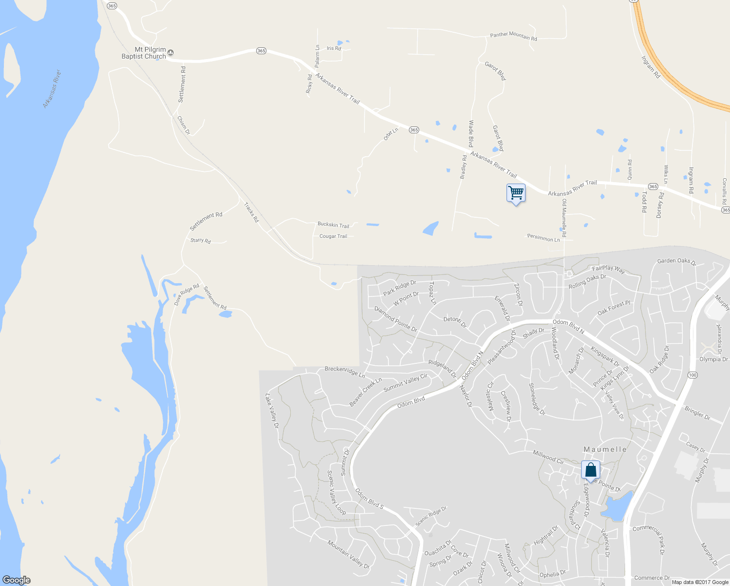 map of restaurants, bars, coffee shops, grocery stores, and more near 185 Diamond Pointe Drive in Maumelle