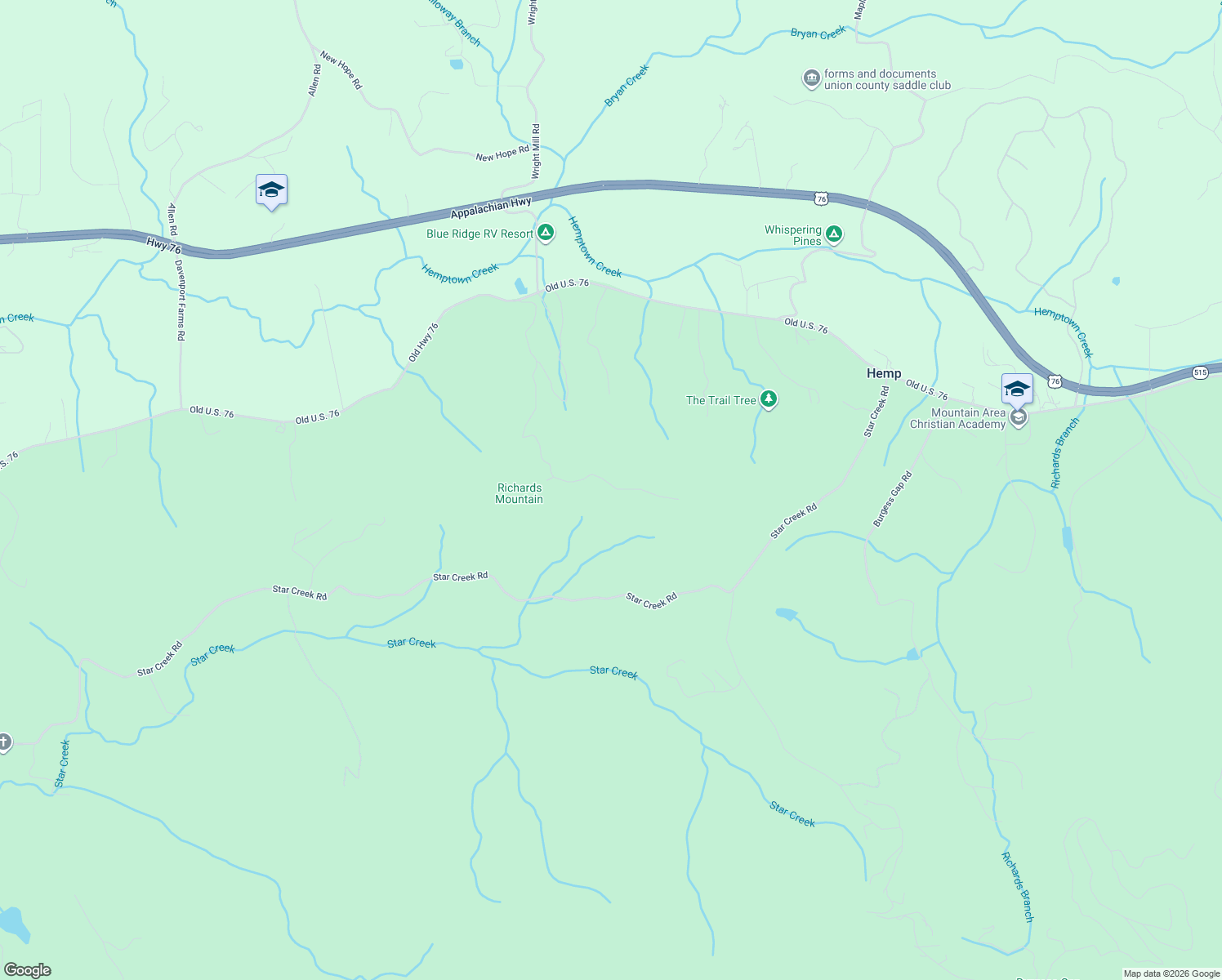 map of restaurants, bars, coffee shops, grocery stores, and more near 192 Hemptown Heights Drive in Morganton