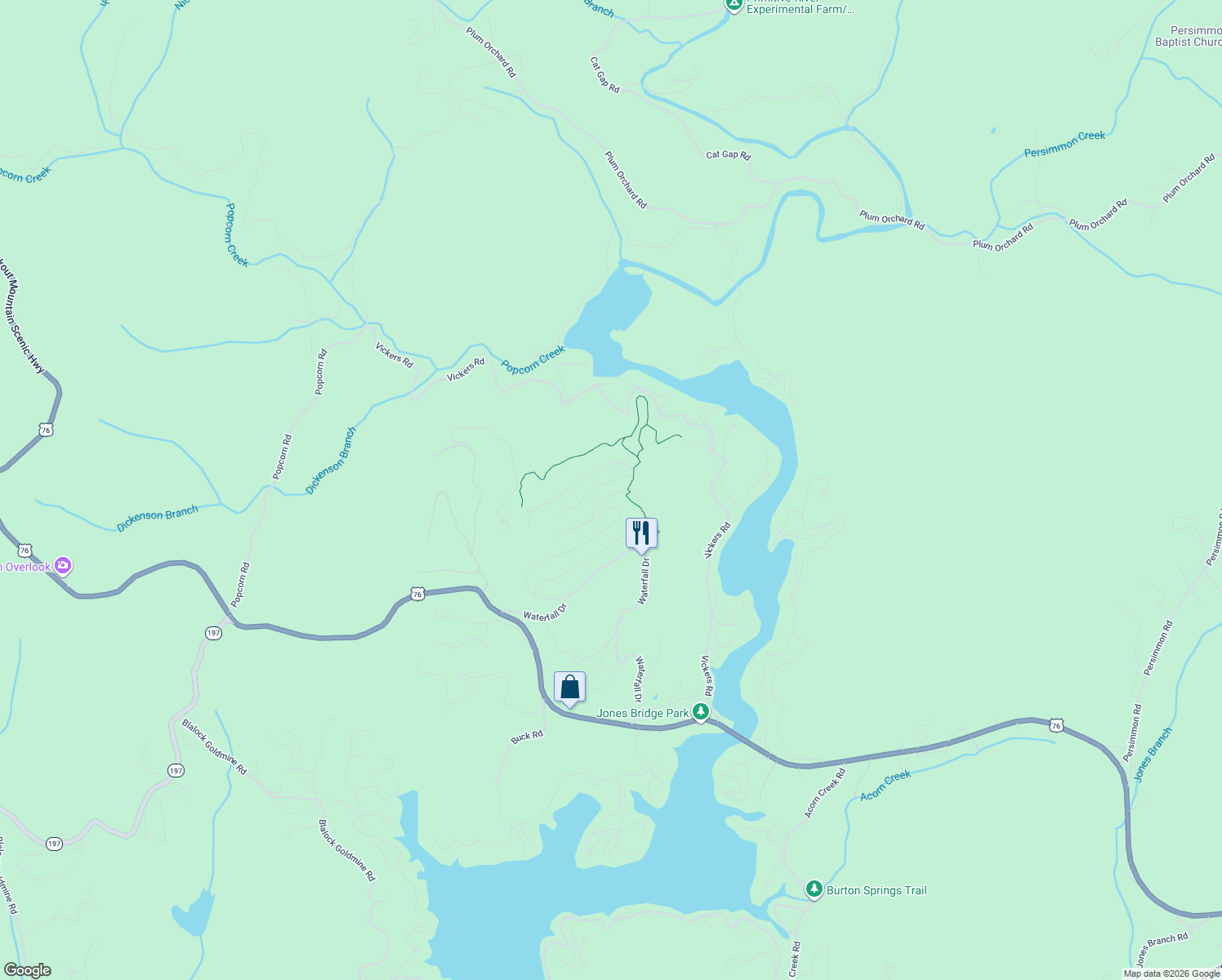 map of restaurants, bars, coffee shops, grocery stores, and more near Winterberry Trail in Clayton