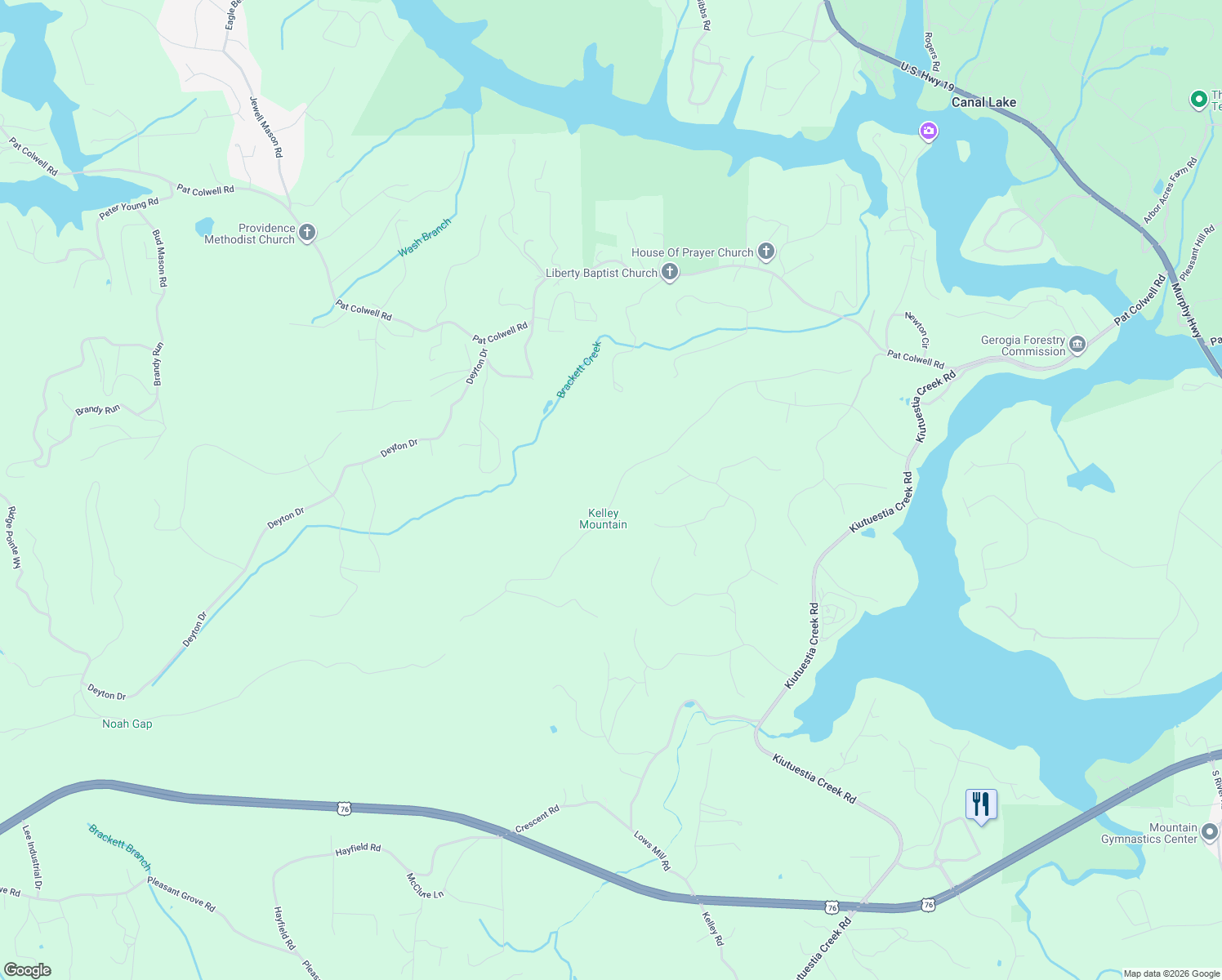 map of restaurants, bars, coffee shops, grocery stores, and more near 606 Concord Way in Blairsville