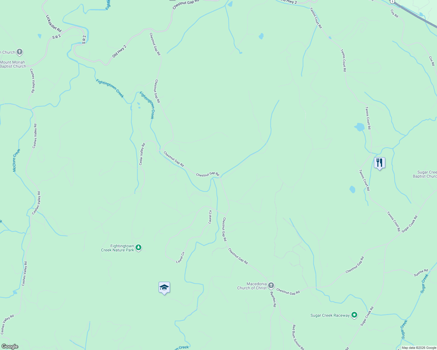 map of restaurants, bars, coffee shops, grocery stores, and more near 1575 Chestnut Gap Road in Blue Ridge