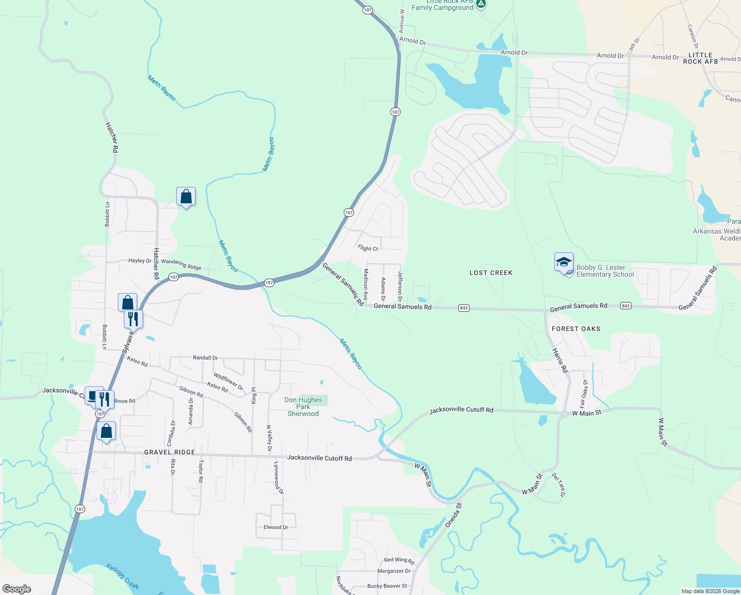 map of restaurants, bars, coffee shops, grocery stores, and more near 5125 Madison Avenue in Jacksonville