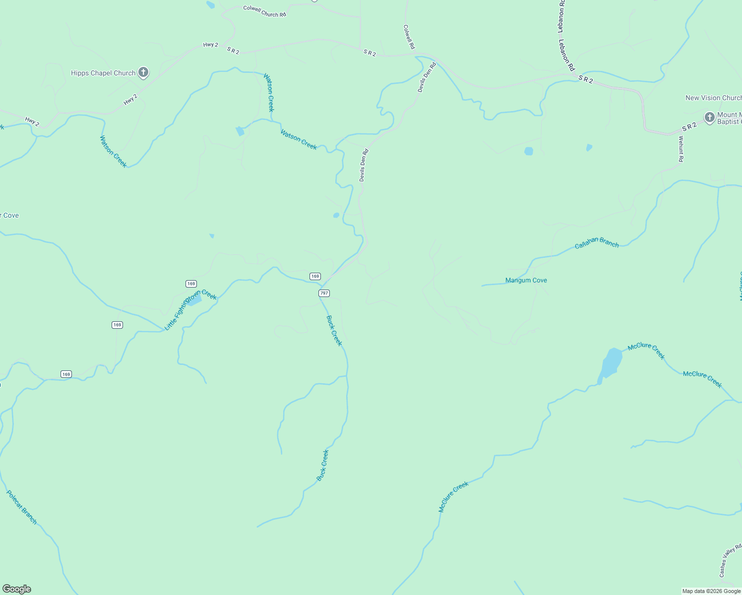 map of restaurants, bars, coffee shops, grocery stores, and more near 361 Forest Service Road 797 in Epworth