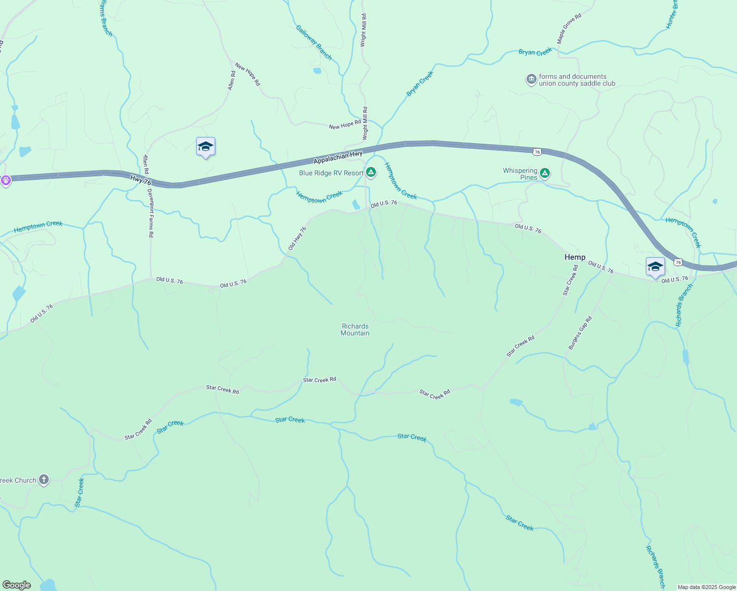map of restaurants, bars, coffee shops, grocery stores, and more near 525 Hemptown Heights Drive in Morganton