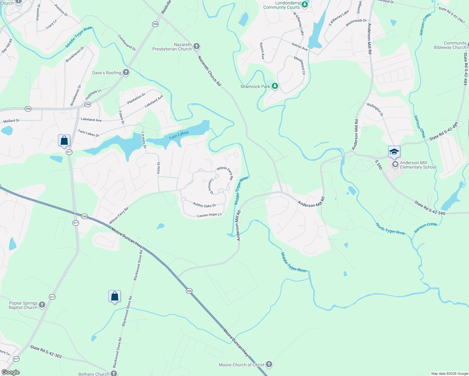 map of restaurants, bars, coffee shops, grocery stores, and more near 729 Wilson Ferry Road in Moore