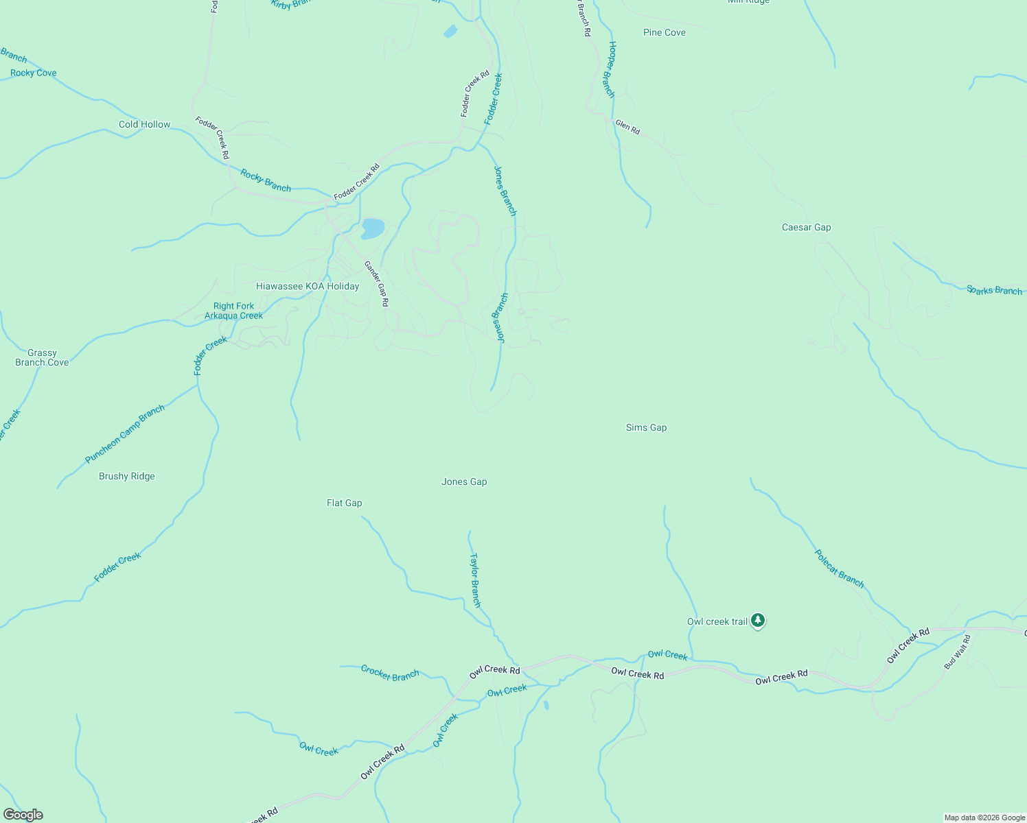 map of restaurants, bars, coffee shops, grocery stores, and more near 4765 Jones Gap Road in Hiawassee