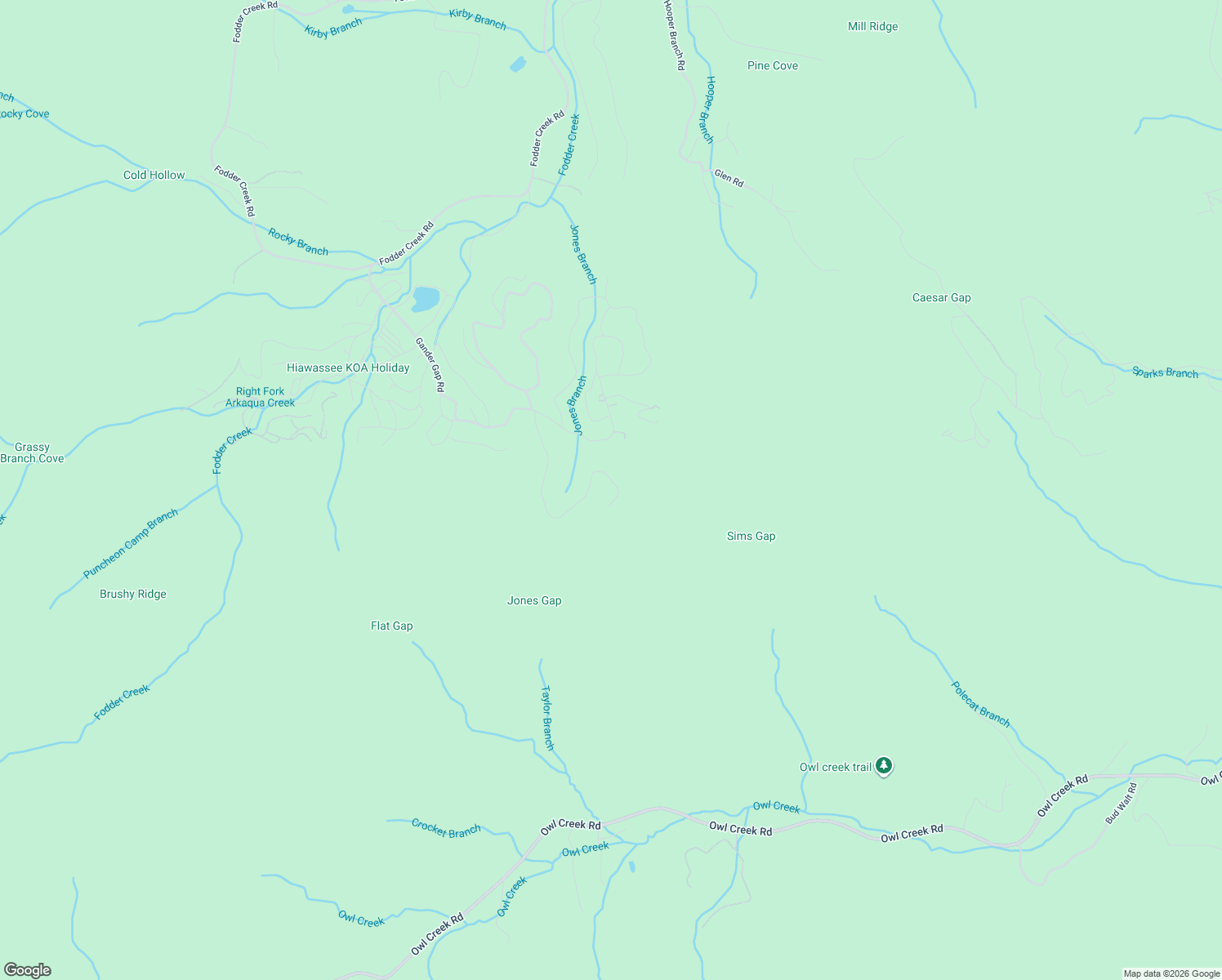 map of restaurants, bars, coffee shops, grocery stores, and more near 4681 Jones Gap Road in Hiawassee