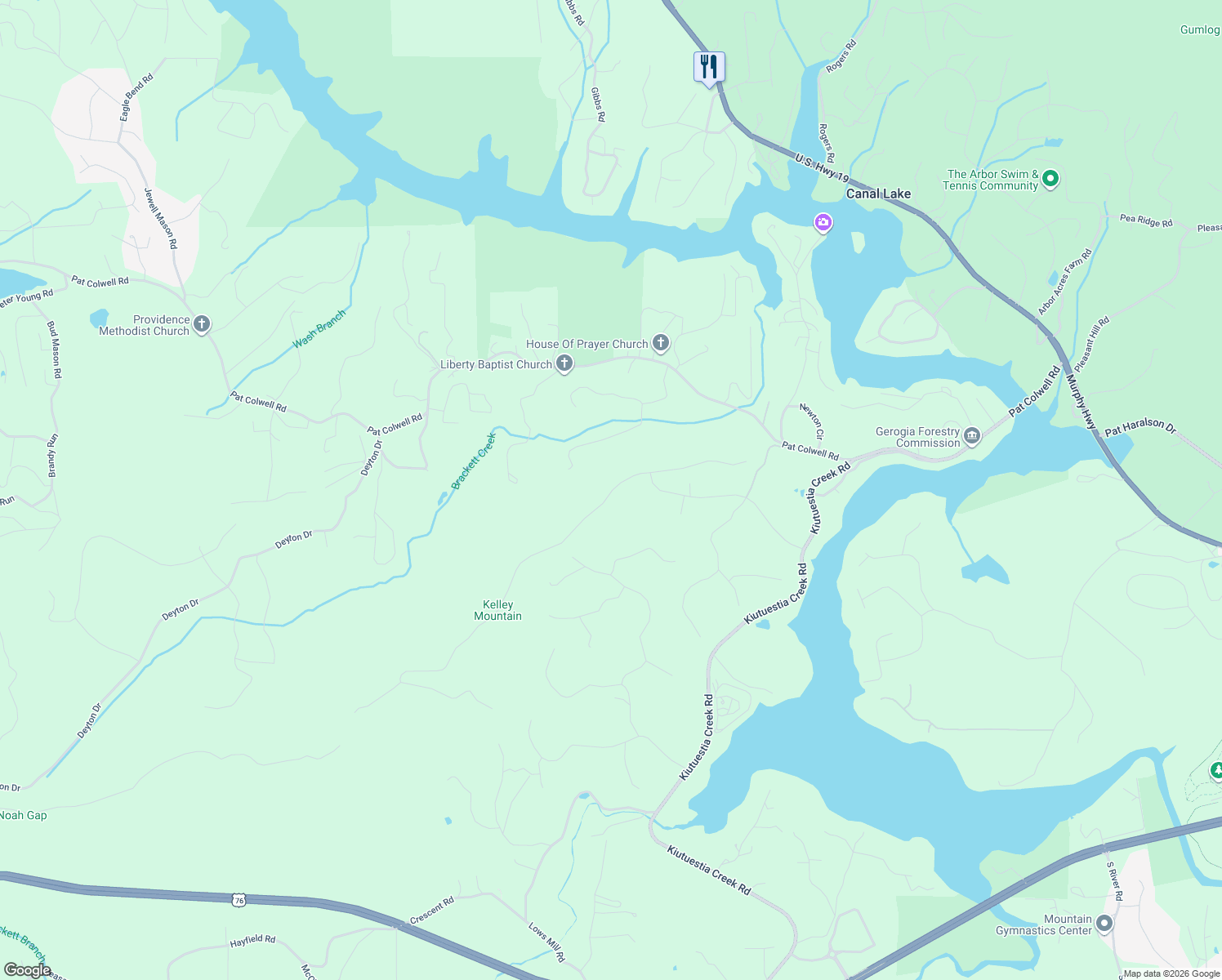 map of restaurants, bars, coffee shops, grocery stores, and more near 140 Winding Ridge in Blairsville