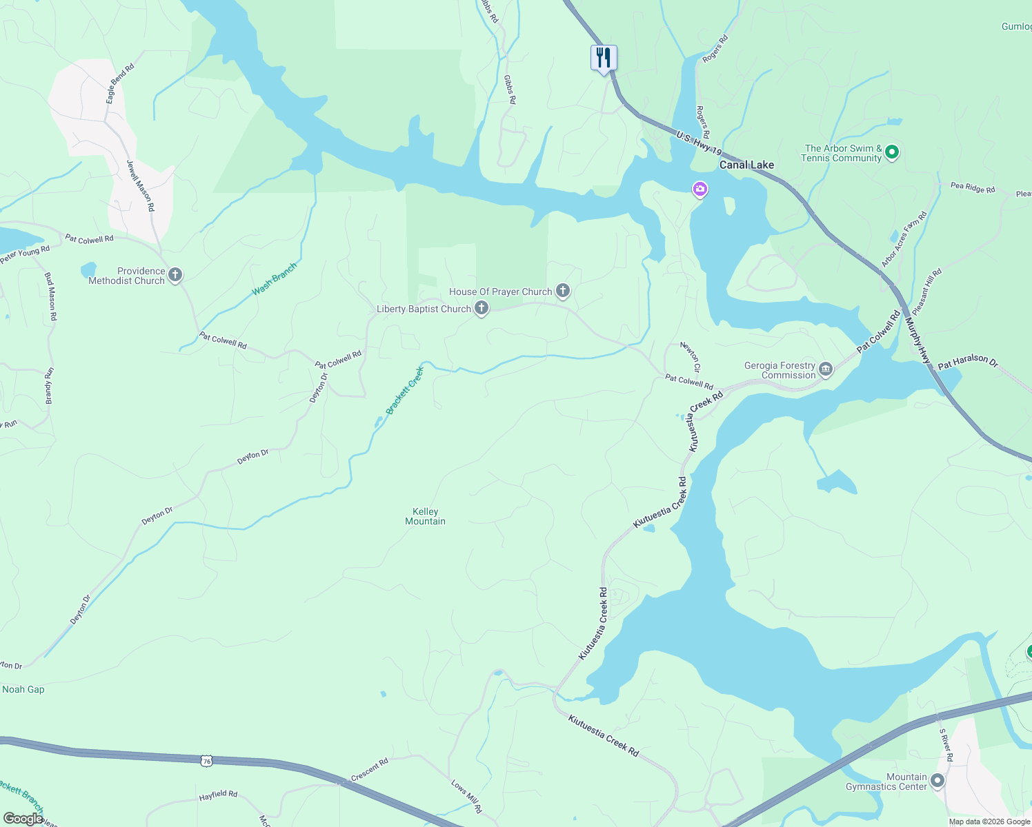 map of restaurants, bars, coffee shops, grocery stores, and more near 140 Winding Ridge in Blairsville