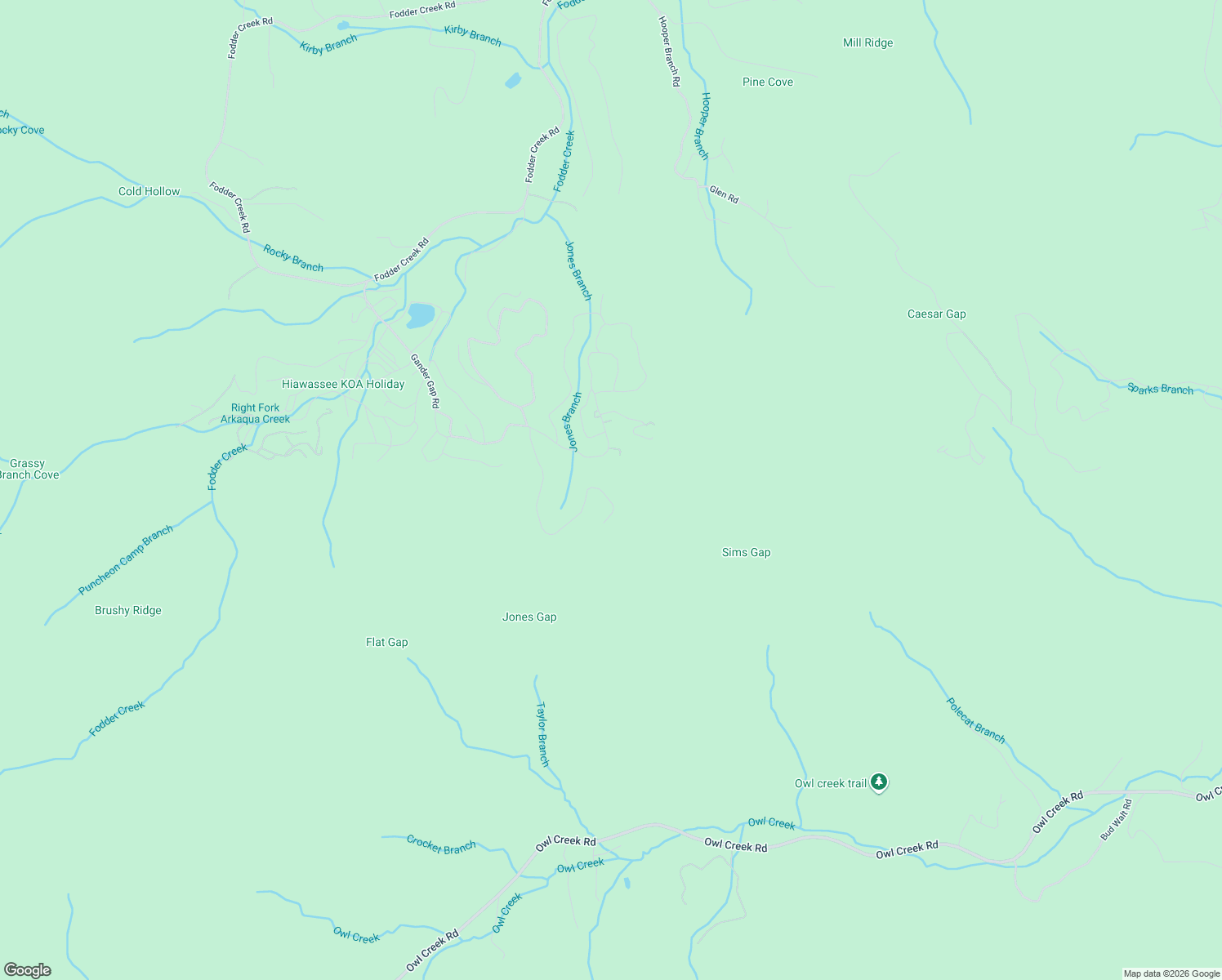 map of restaurants, bars, coffee shops, grocery stores, and more near 4681 Jones Gap Road in Hiawassee