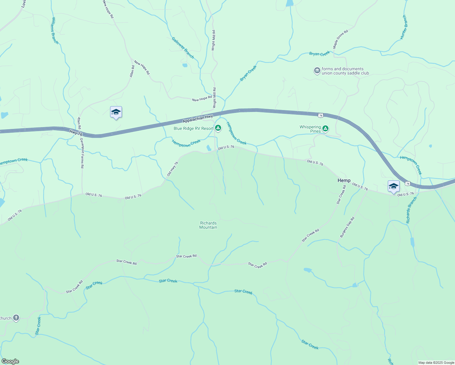 map of restaurants, bars, coffee shops, grocery stores, and more near 525 Hemptown Heights Drive in Morganton
