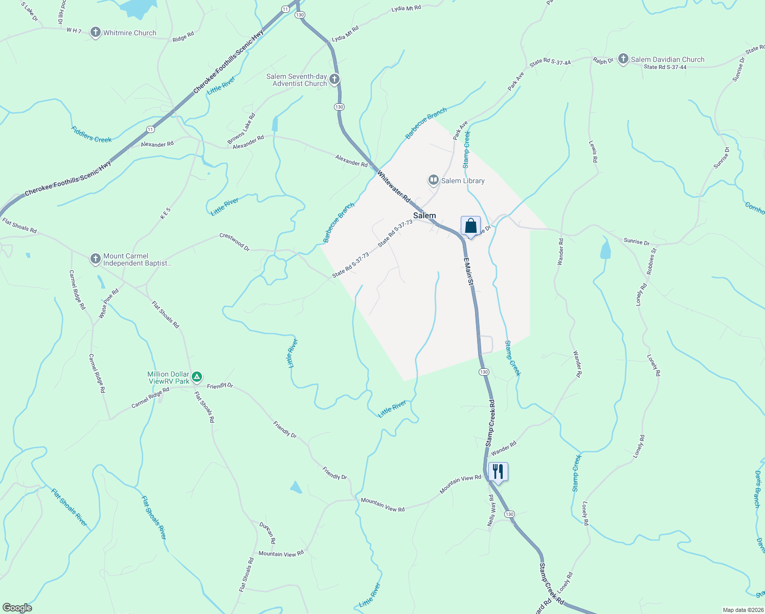 map of restaurants, bars, coffee shops, grocery stores, and more near 135 West Barkdale Drive in Salem