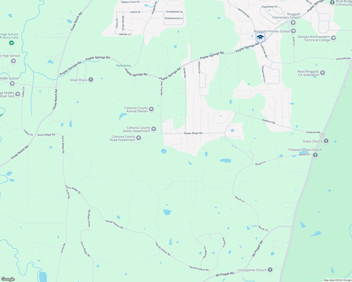 map of restaurants, bars, coffee shops, grocery stores, and more near 82 Timothy Drive in Ringgold