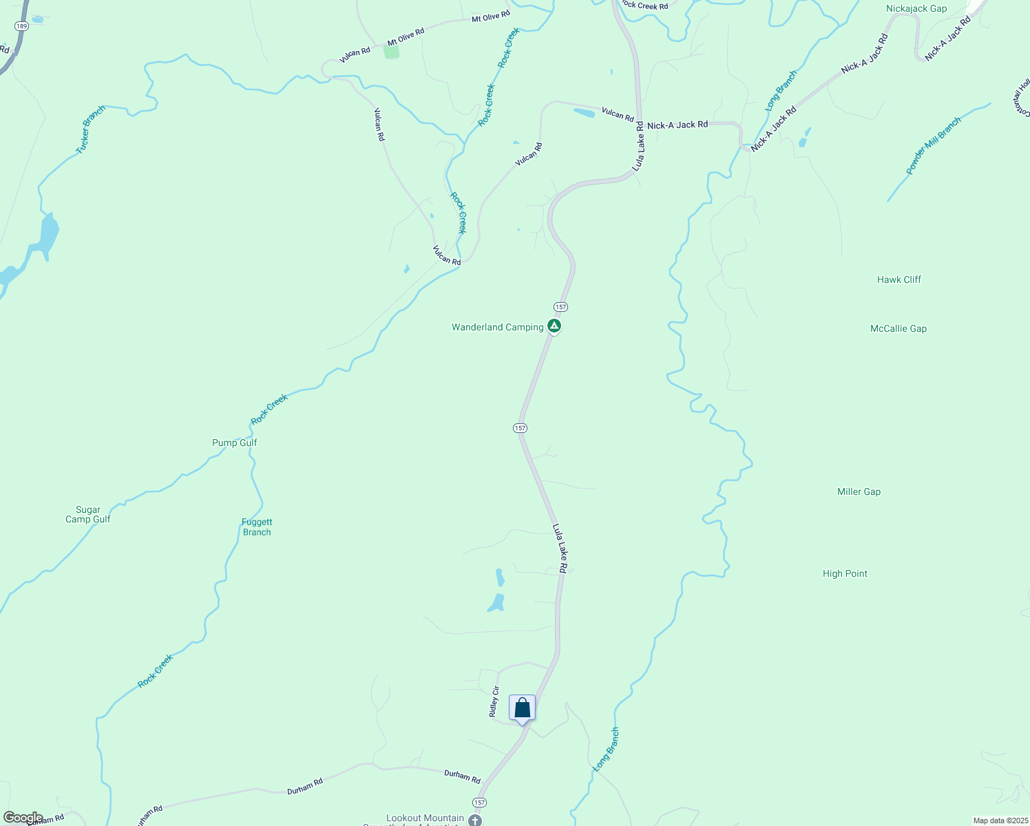 map of restaurants, bars, coffee shops, grocery stores, and more near 3990 Georgia 157 in Rising Fawn