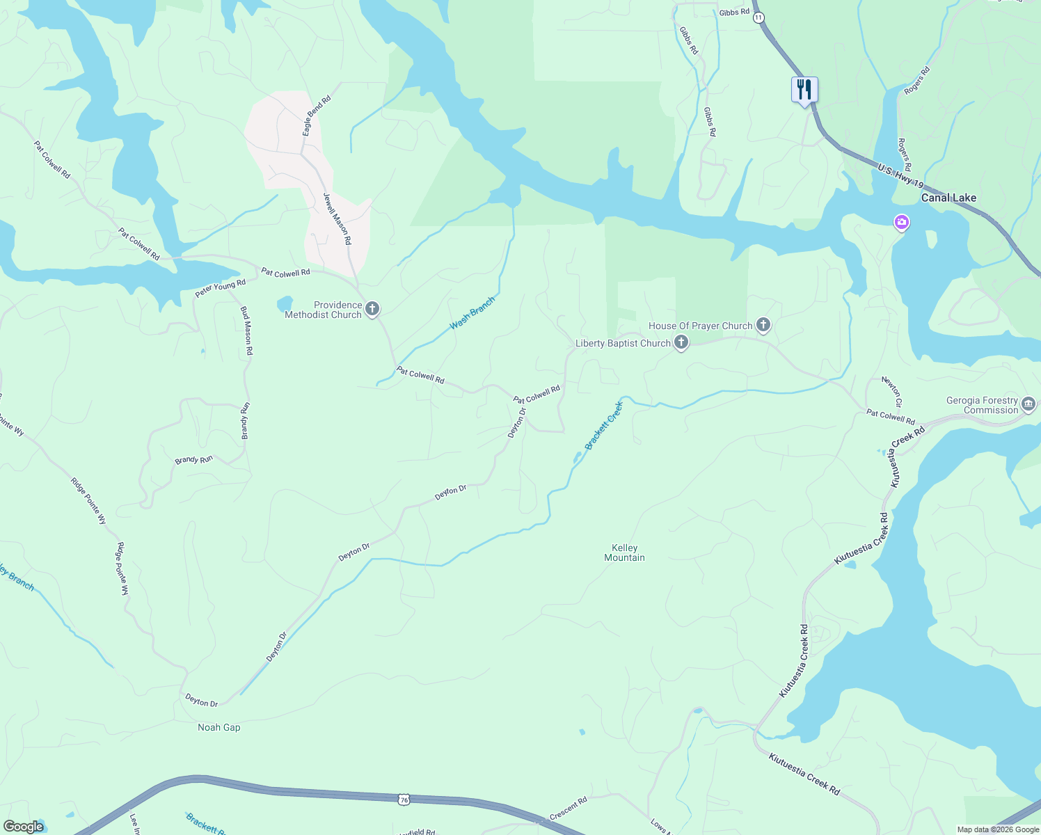 map of restaurants, bars, coffee shops, grocery stores, and more near 487 Craig Thompson Drive in Blairsville