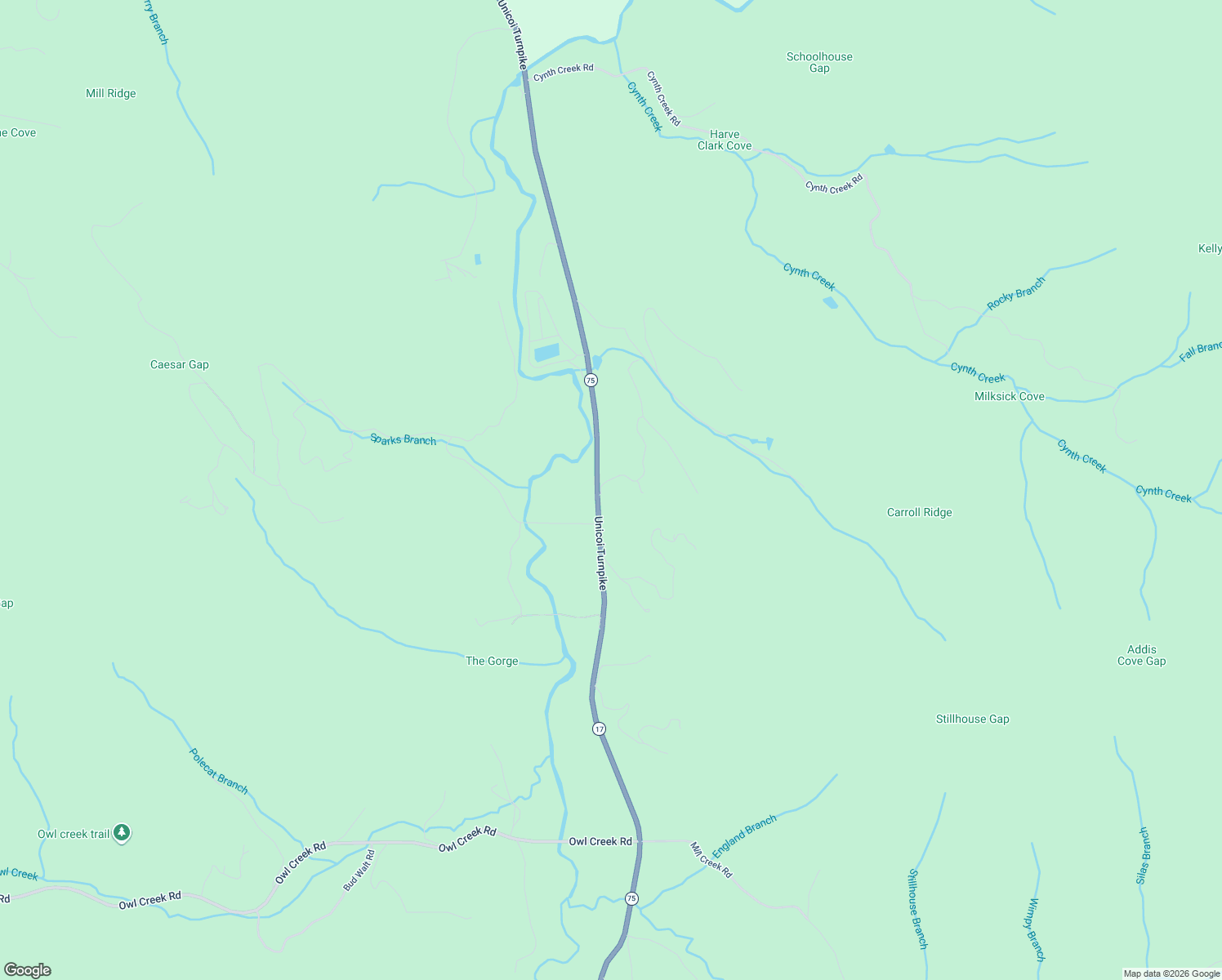 map of restaurants, bars, coffee shops, grocery stores, and more near 4280 Georgia 17 in Hiawassee