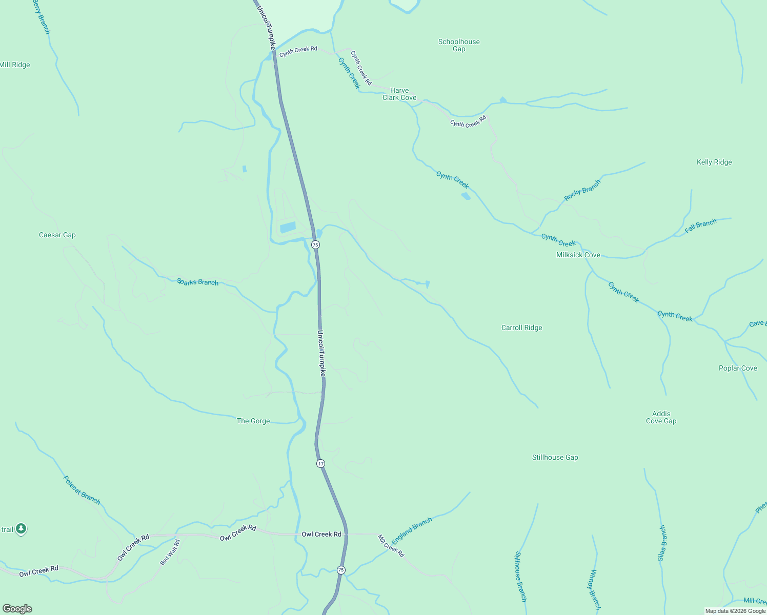 map of restaurants, bars, coffee shops, grocery stores, and more near 4184 Ridgecrest Trail in Hiawassee
