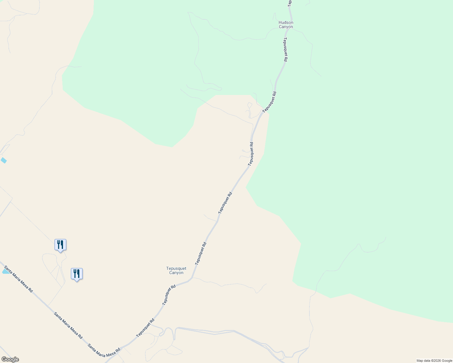 map of restaurants, bars, coffee shops, grocery stores, and more near 4651 Tepusquet Road in Santa Maria