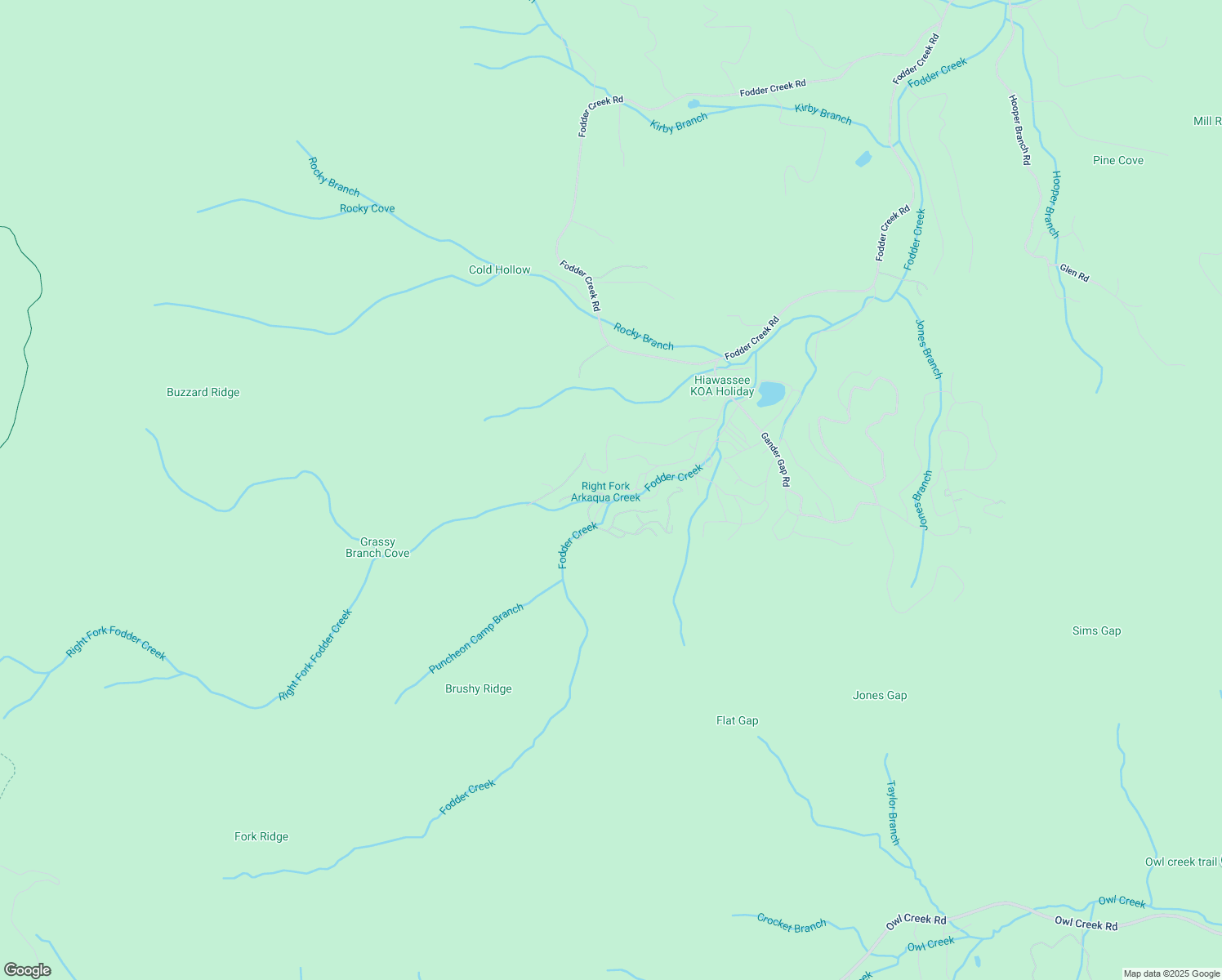 map of restaurants, bars, coffee shops, grocery stores, and more near 736 Grouse Circle in Hiawassee