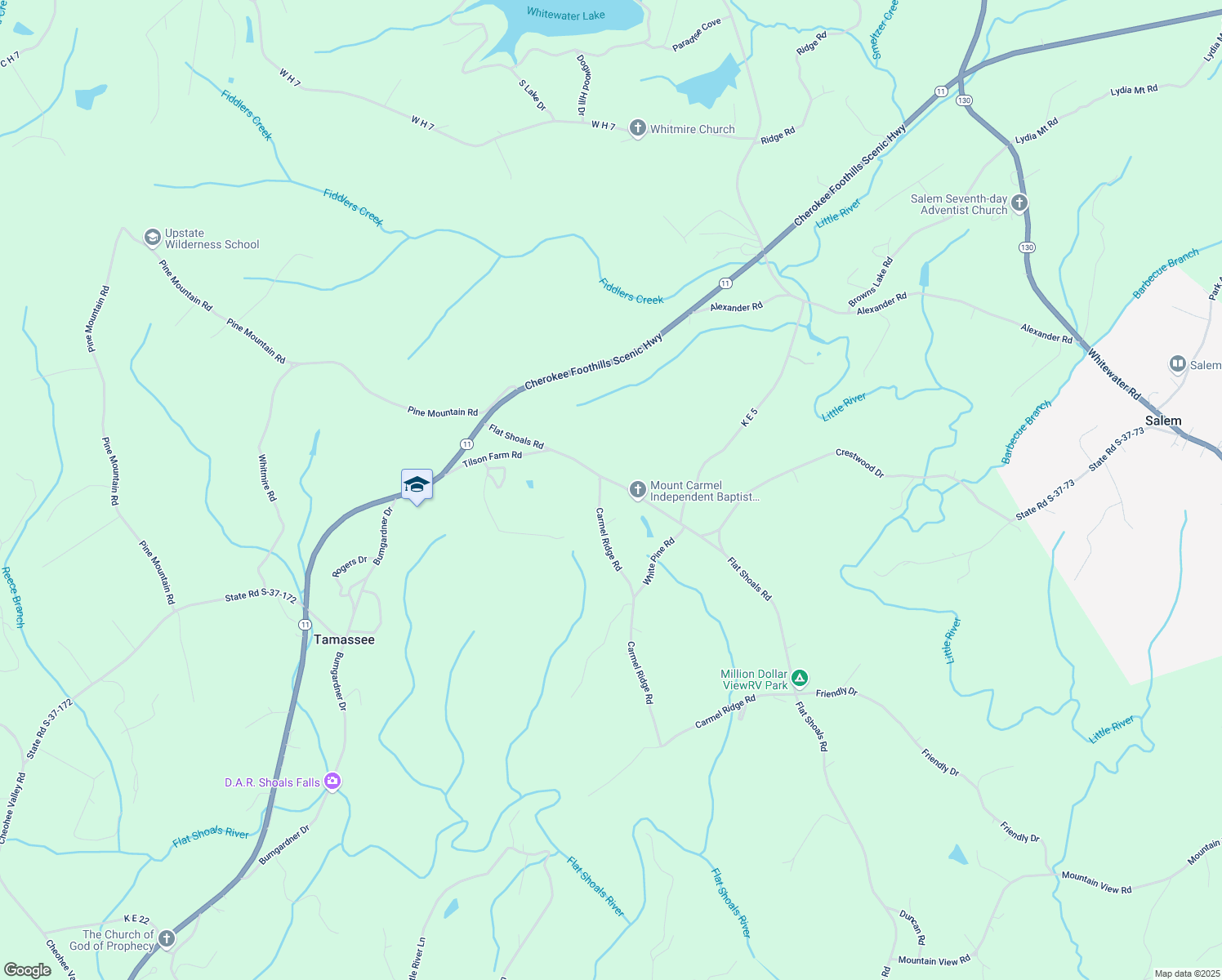 map of restaurants, bars, coffee shops, grocery stores, and more near 132 Flat Shoals Road in Salem