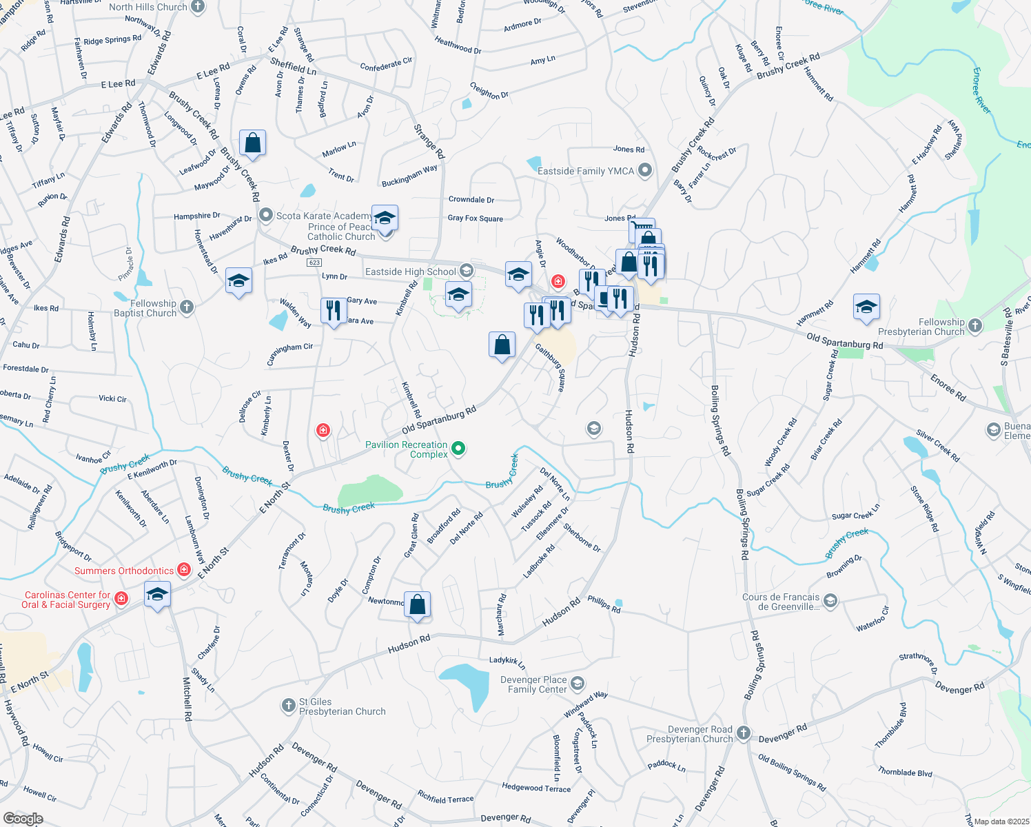 map of restaurants, bars, coffee shops, grocery stores, and more near 1 Chesapeake Court in Taylors
