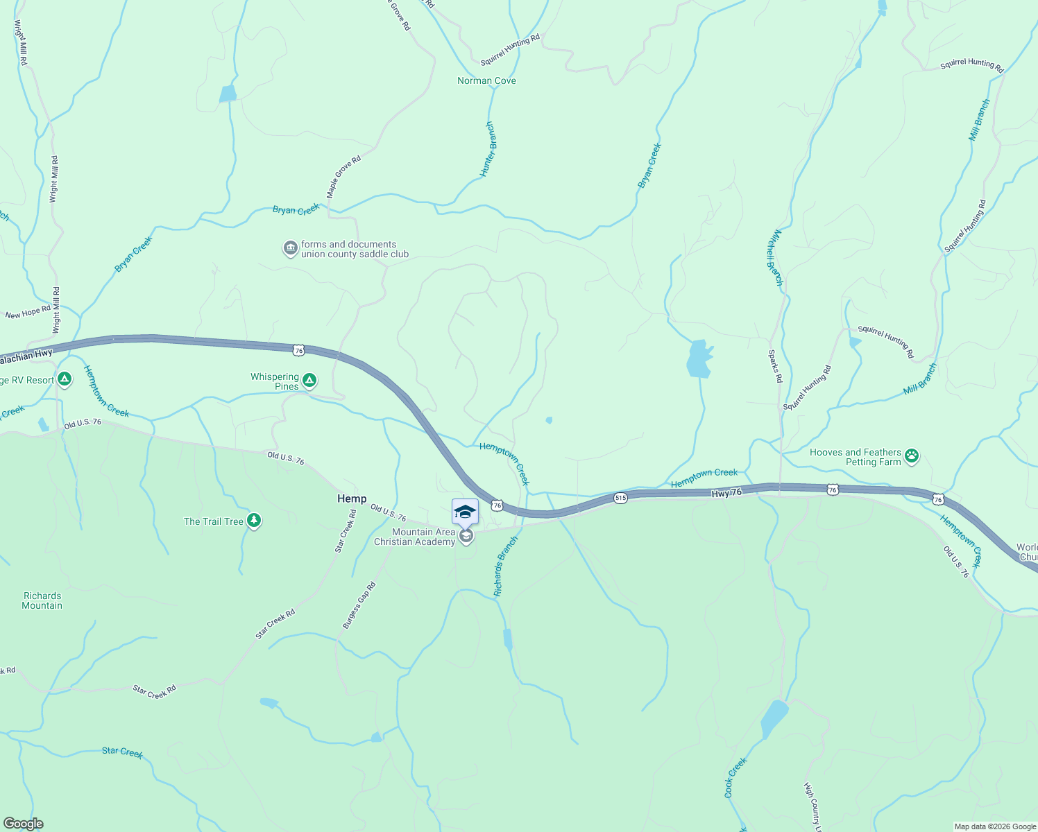 map of restaurants, bars, coffee shops, grocery stores, and more near in Fannin County