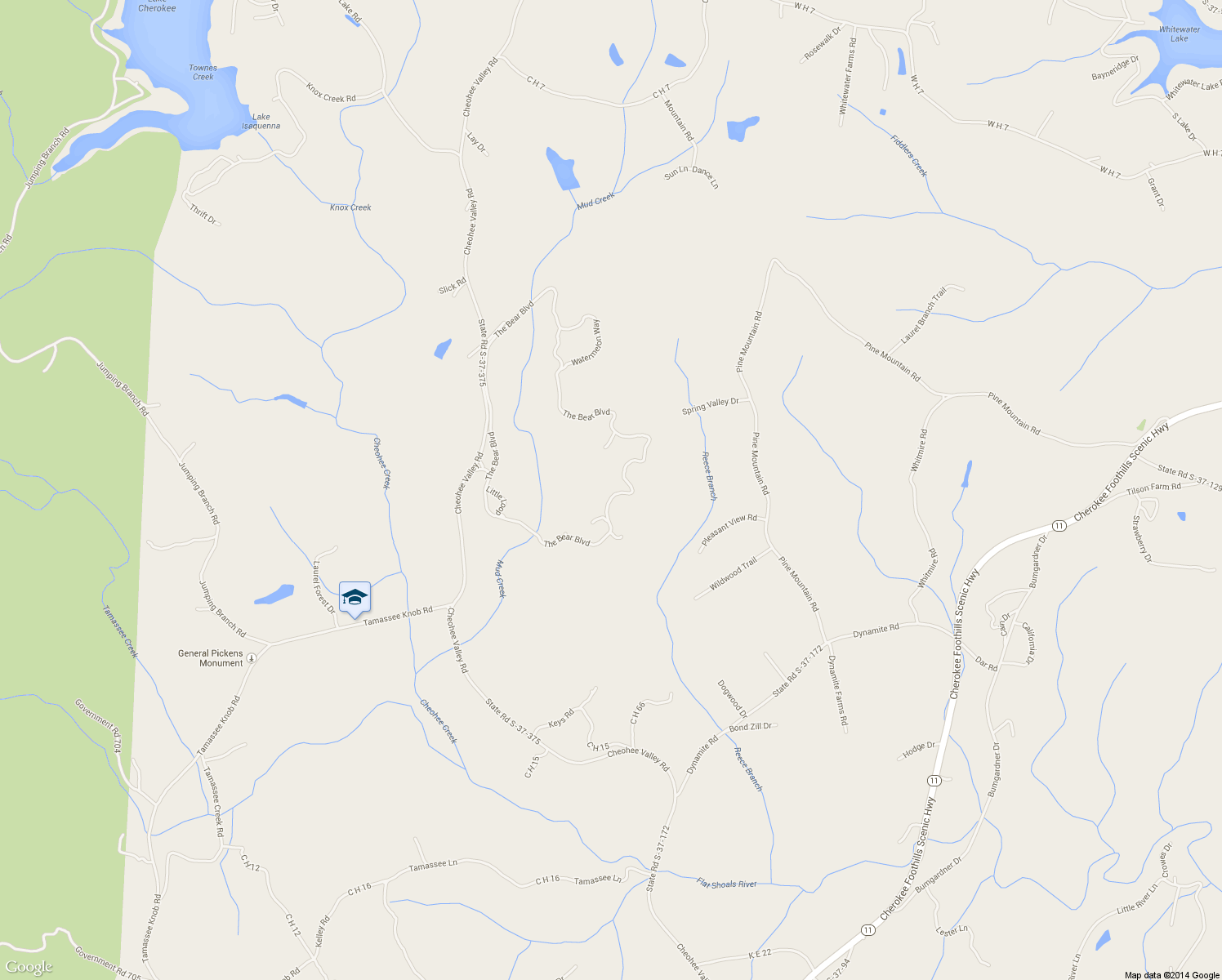 map of restaurants, bars, coffee shops, grocery stores, and more near 409 The Bear Boulevard in Tamassee