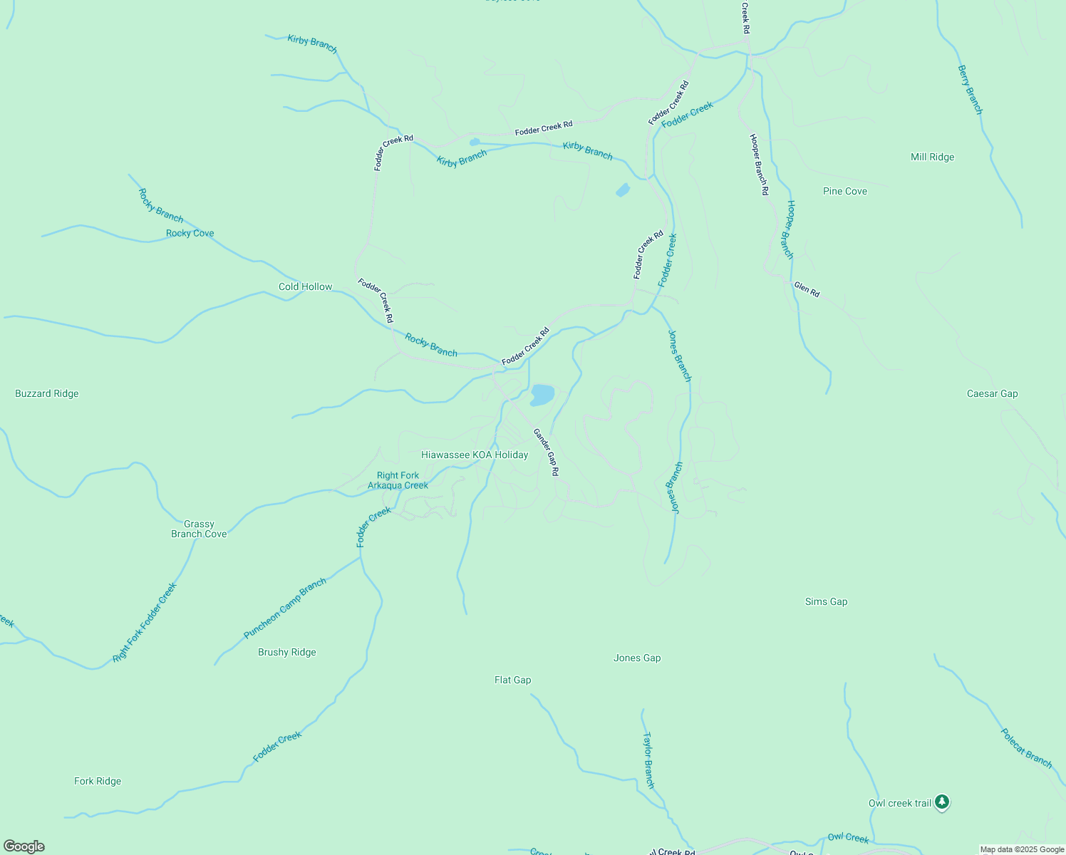 map of restaurants, bars, coffee shops, grocery stores, and more near 4395 Gander Gap Road in Hiawassee