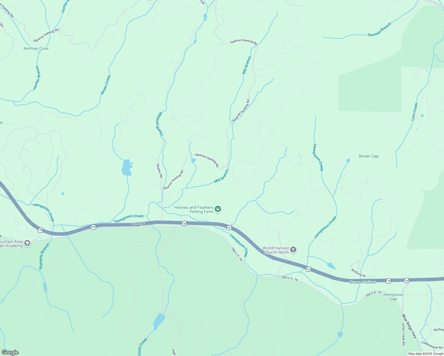 map of restaurants, bars, coffee shops, grocery stores, and more near 5141 Squirrel Hunting Road in Morganton
