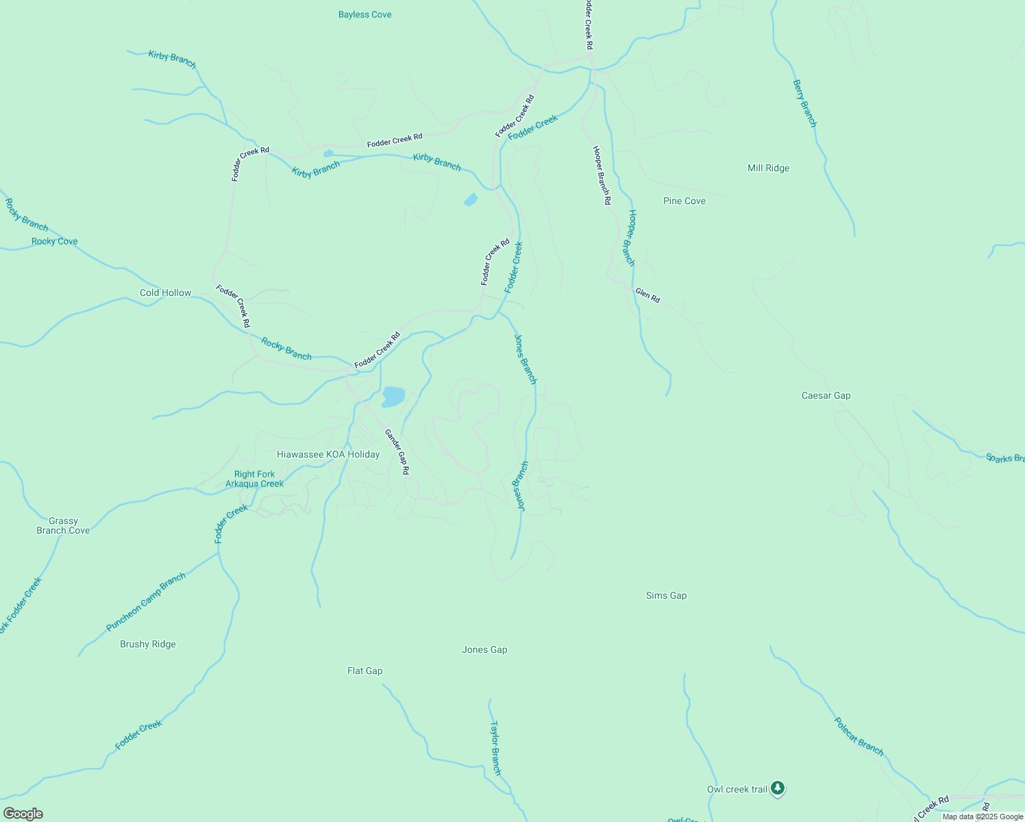 map of restaurants, bars, coffee shops, grocery stores, and more near 4395 Gander Gap Road in Hiawassee