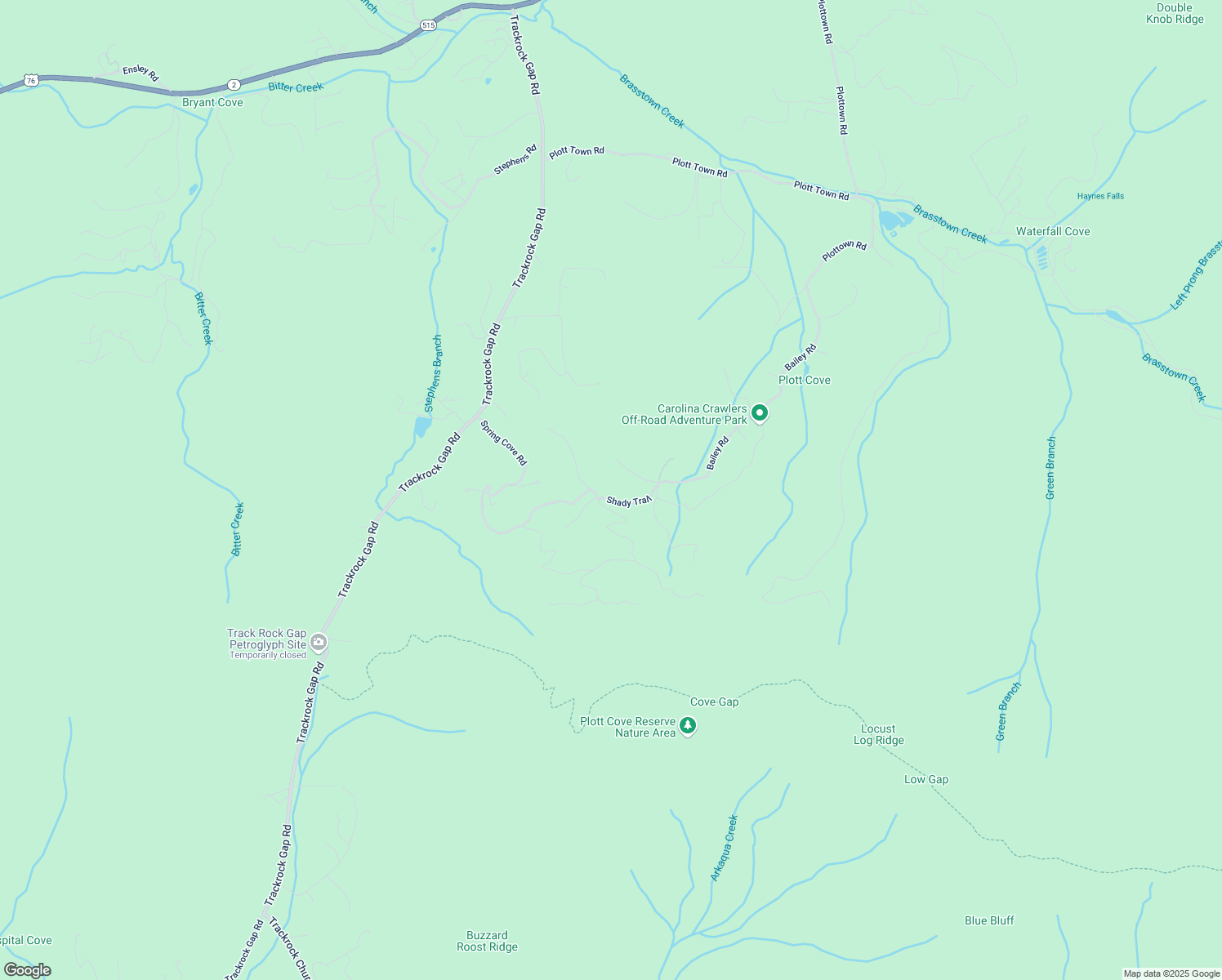 map of restaurants, bars, coffee shops, grocery stores, and more near 172 Shady Trail in Young Harris