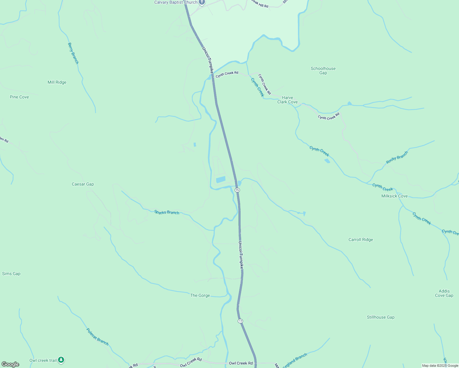 map of restaurants, bars, coffee shops, grocery stores, and more near 4170 Riverbank Run in Hiawassee