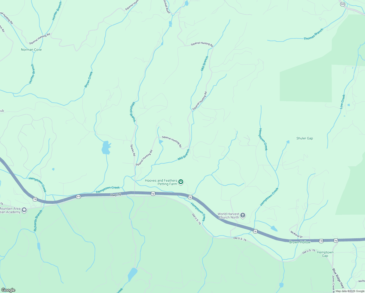 map of restaurants, bars, coffee shops, grocery stores, and more near 5141 Squirrel Hunting Road in Morganton