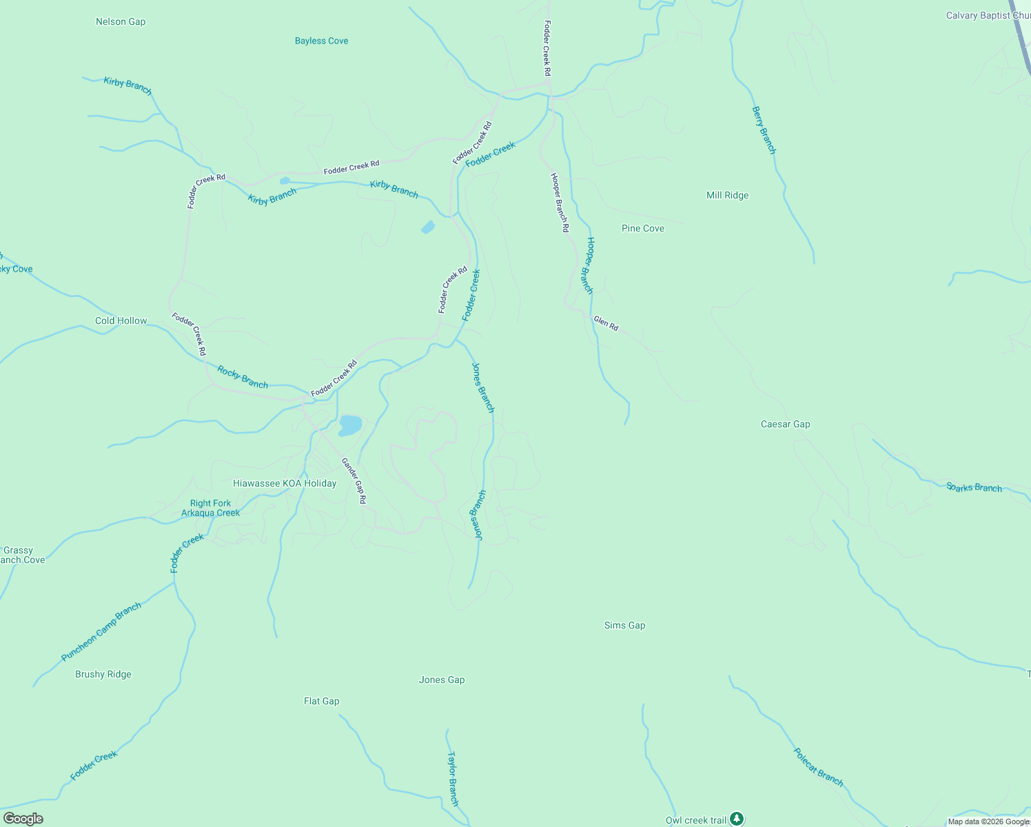 map of restaurants, bars, coffee shops, grocery stores, and more near 4235 Ackerman Circle in Hiawassee