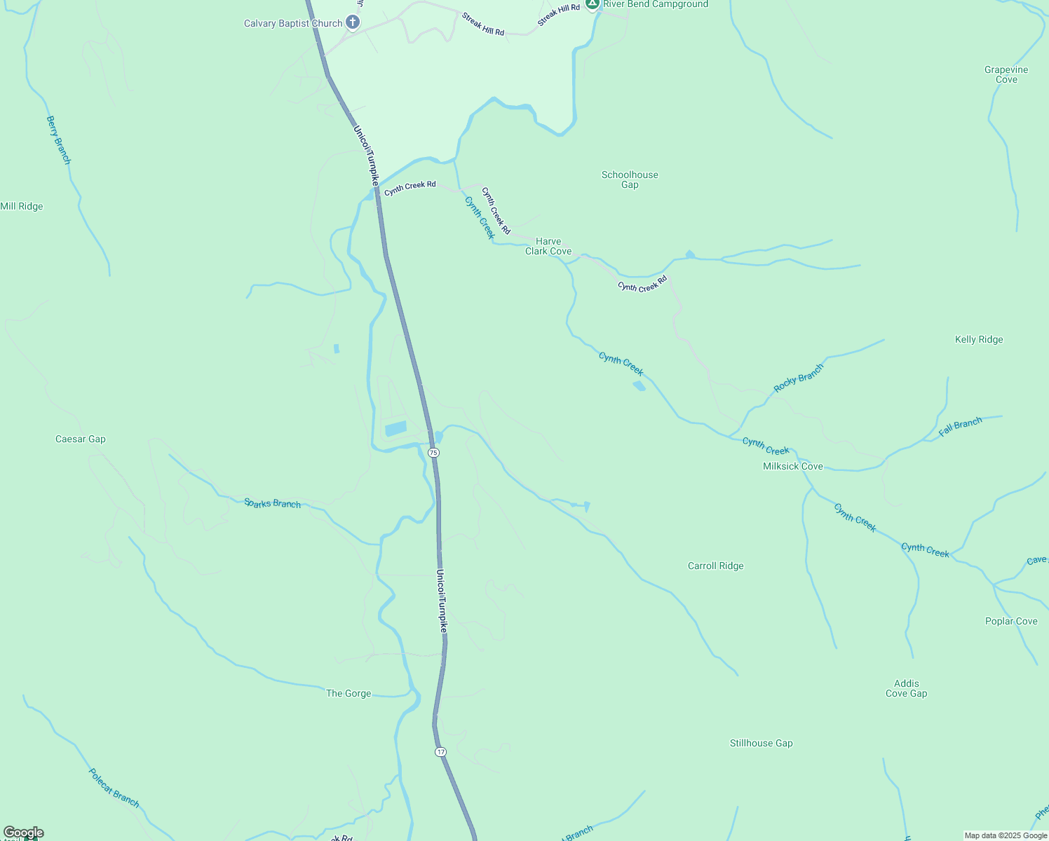 map of restaurants, bars, coffee shops, grocery stores, and more near 2389 The Ridges in Hiawassee