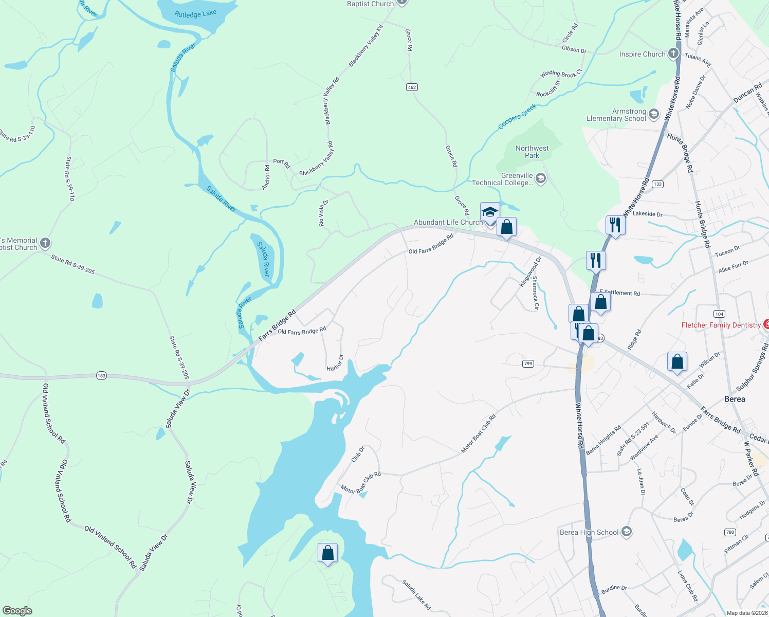 map of restaurants, bars, coffee shops, grocery stores, and more near 1 K-491 in Greenville