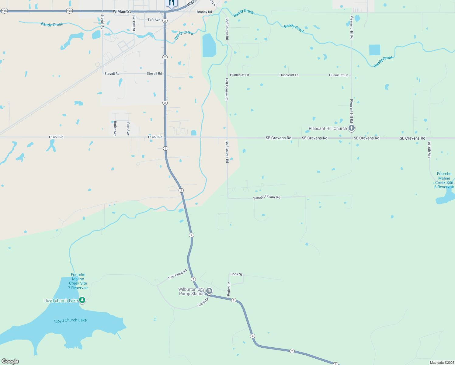 map of restaurants, bars, coffee shops, grocery stores, and more near 2055 Golf Course Road in Wilburton