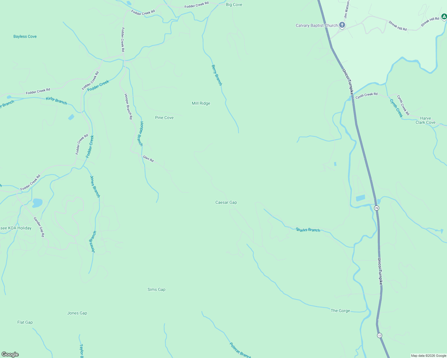 map of restaurants, bars, coffee shops, grocery stores, and more near 1480 Caesars Gap Road in Hiawassee