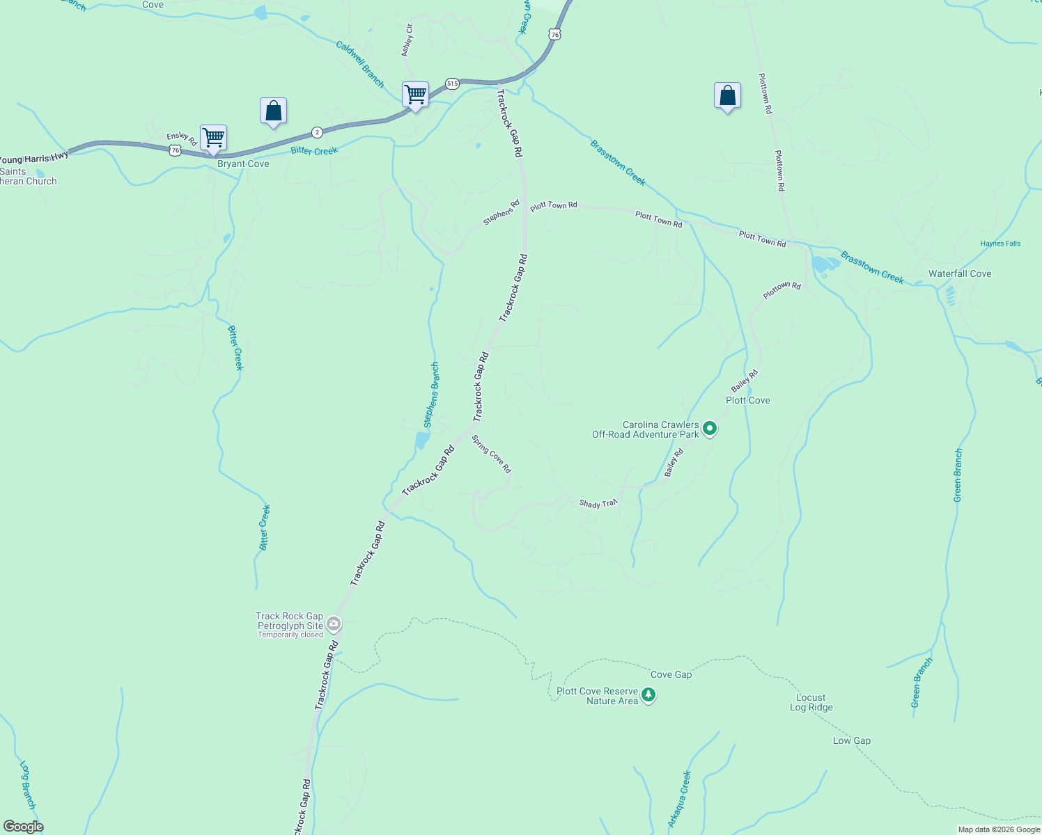 map of restaurants, bars, coffee shops, grocery stores, and more near 717 Trackrock Acres in Blairsville